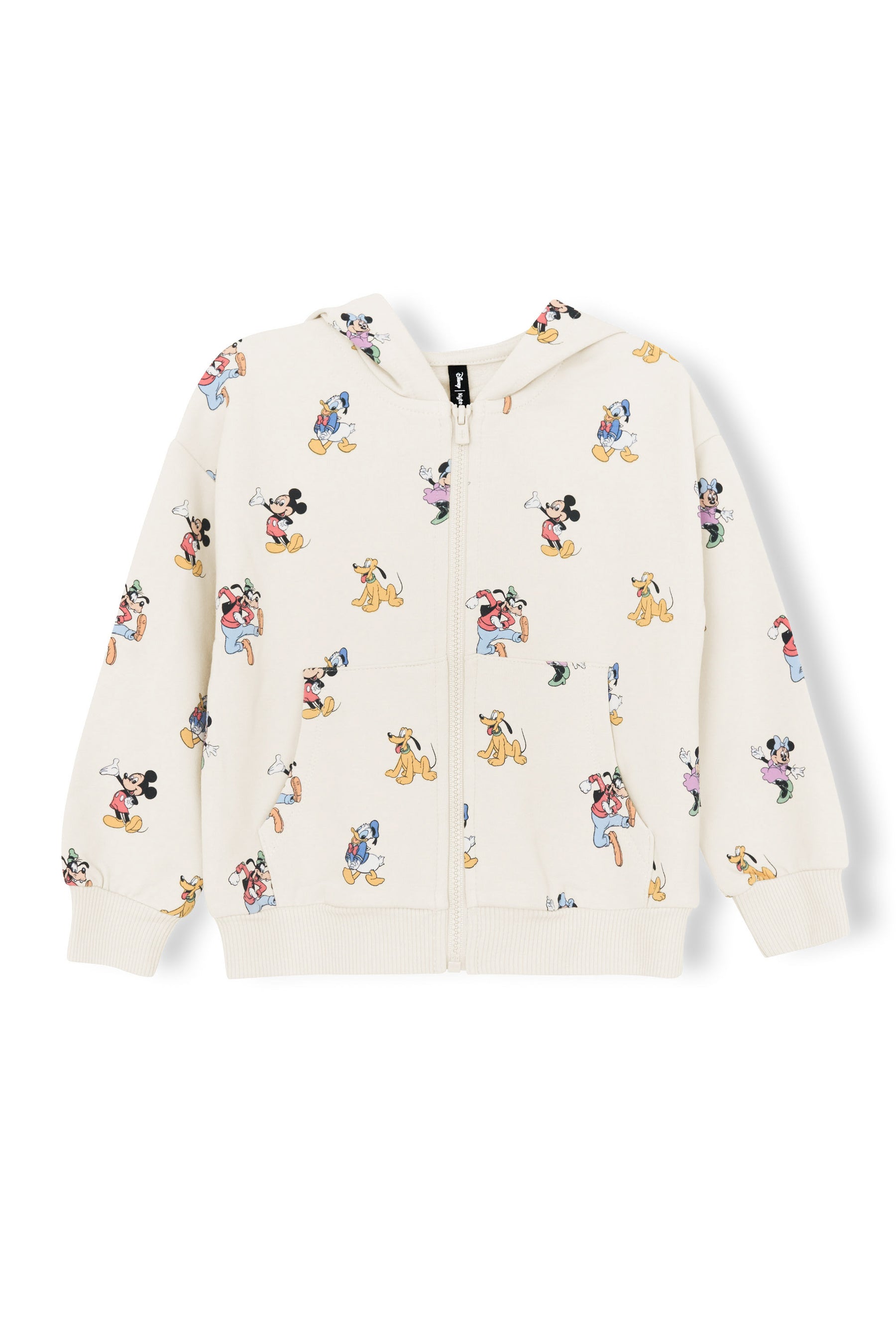 Zip-Up Hoodie with Mickey Mouse and Friends print on an oat background