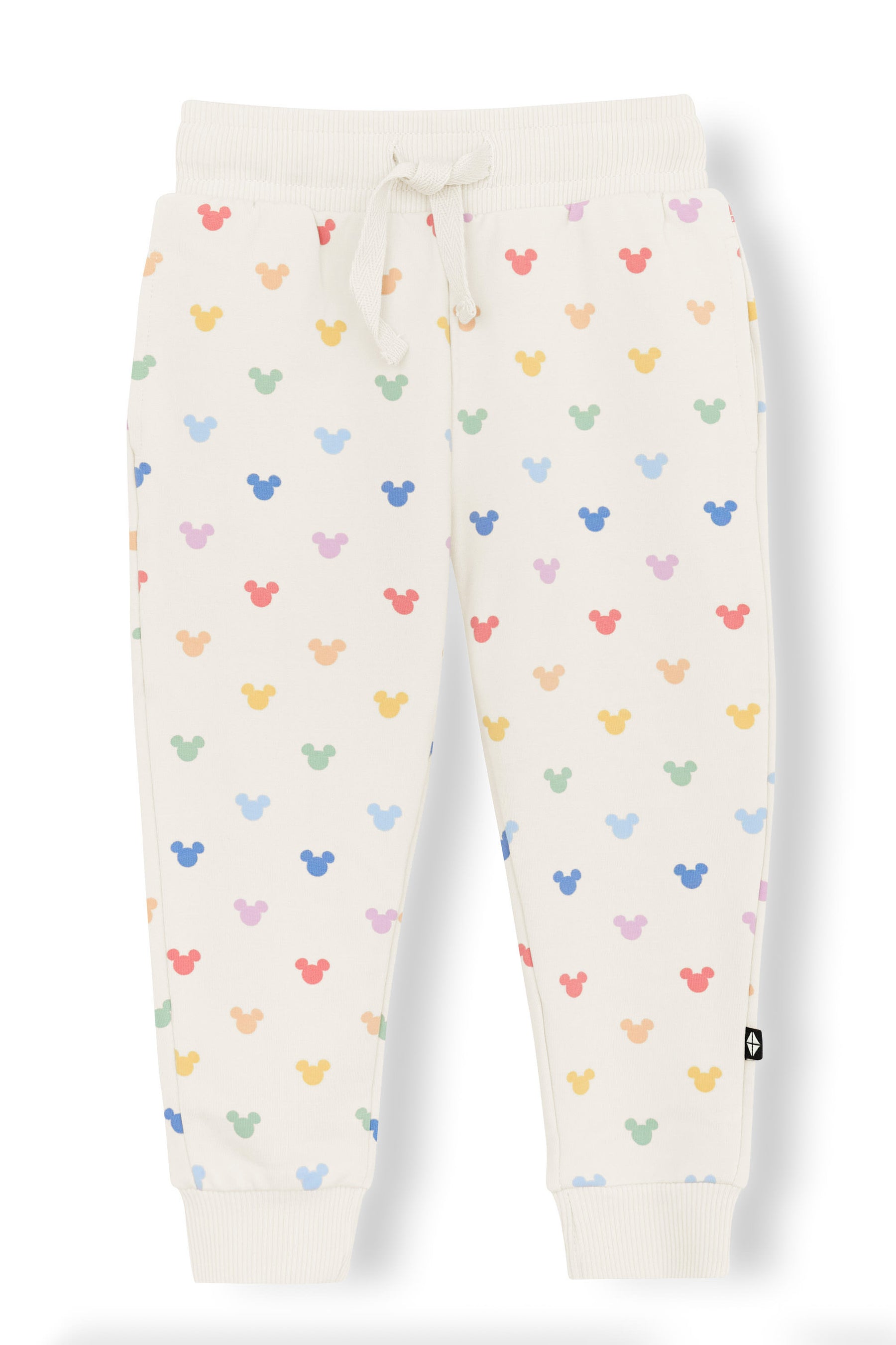 Jogger Pant with Pastel Mickey Mouse pattern on an oat background