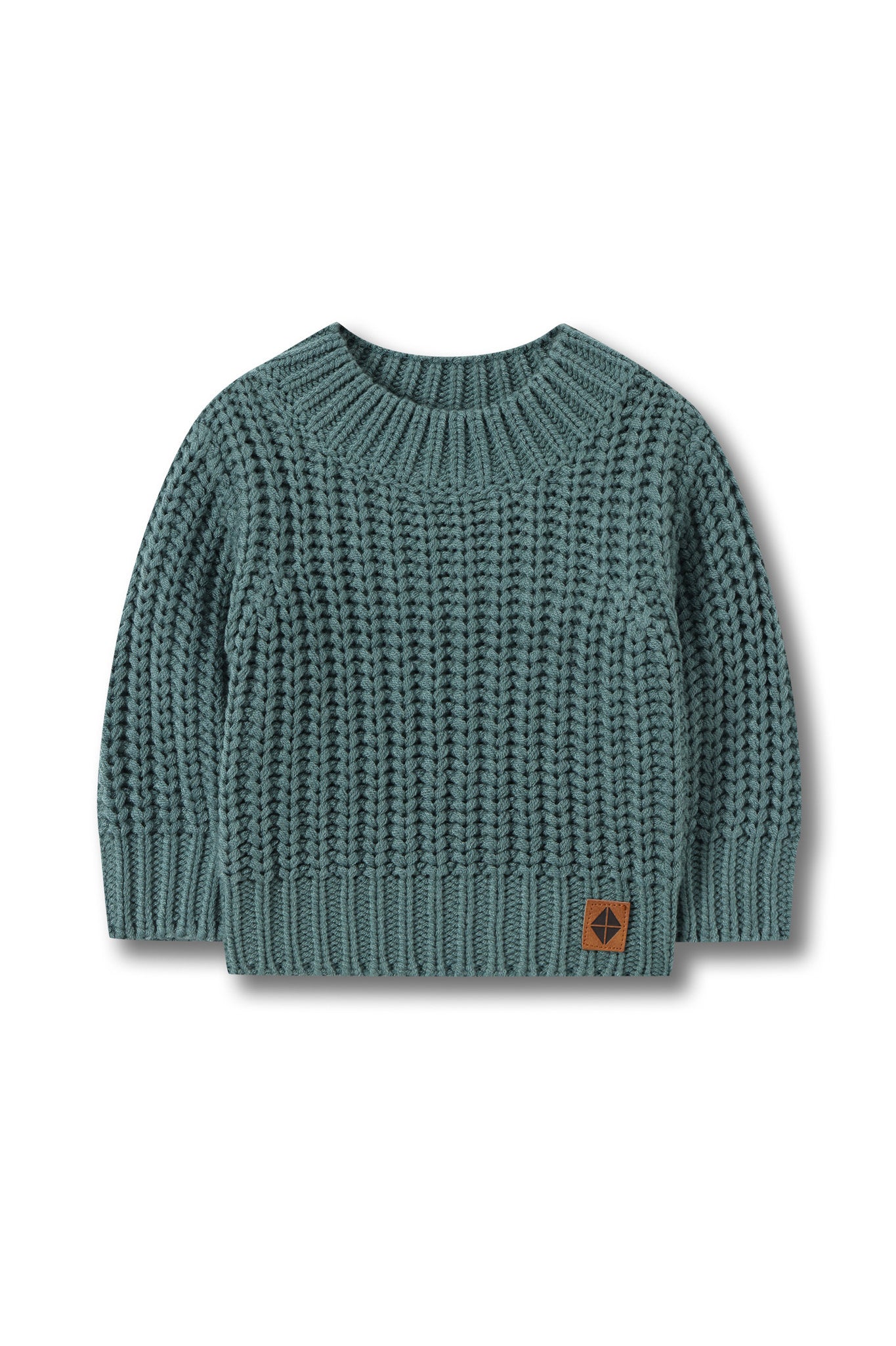 Chunky Knit Sweater in Pine on a white background