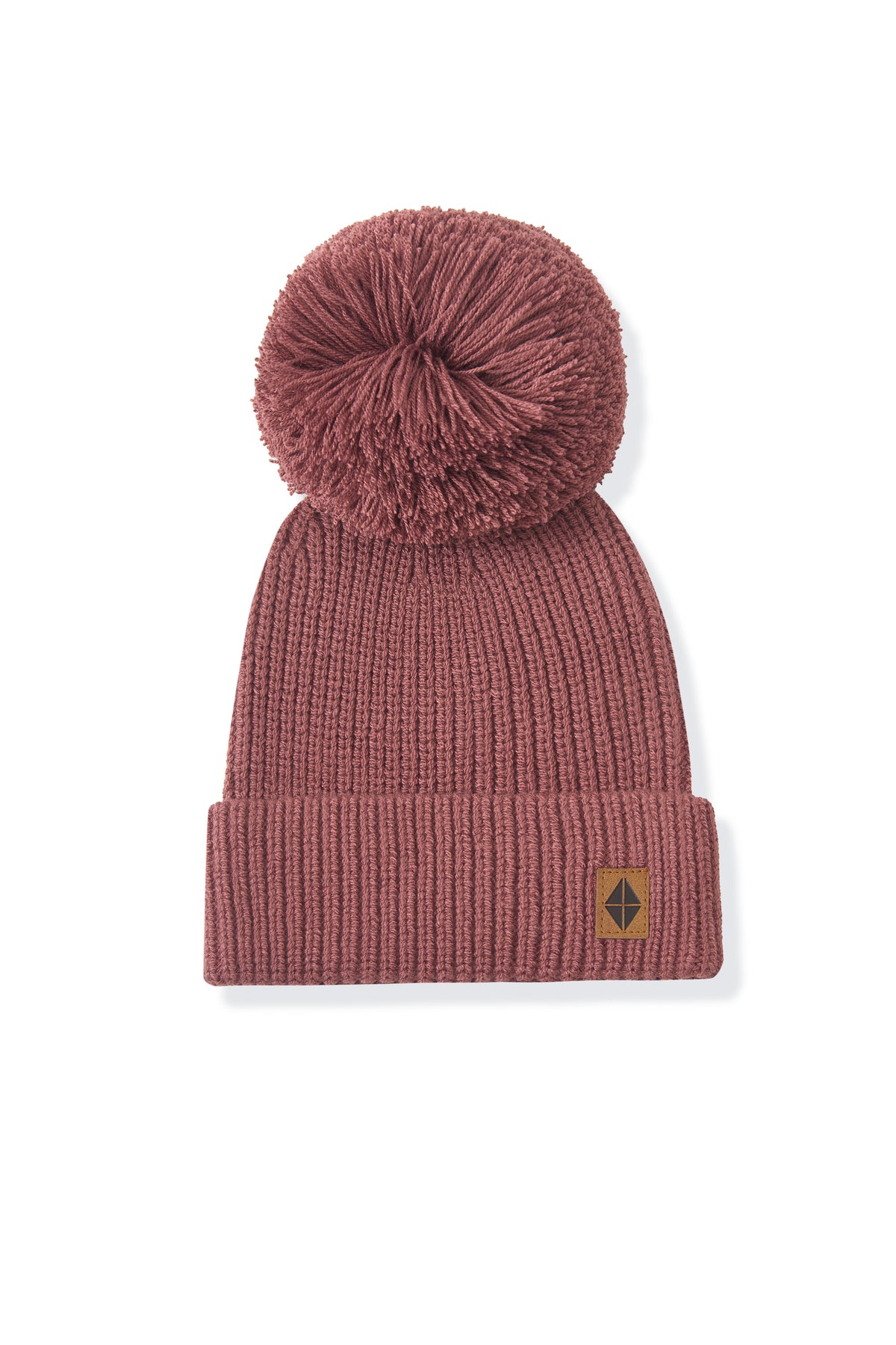 Chunky Knit Pom Beanie in Ember on a white backgroud