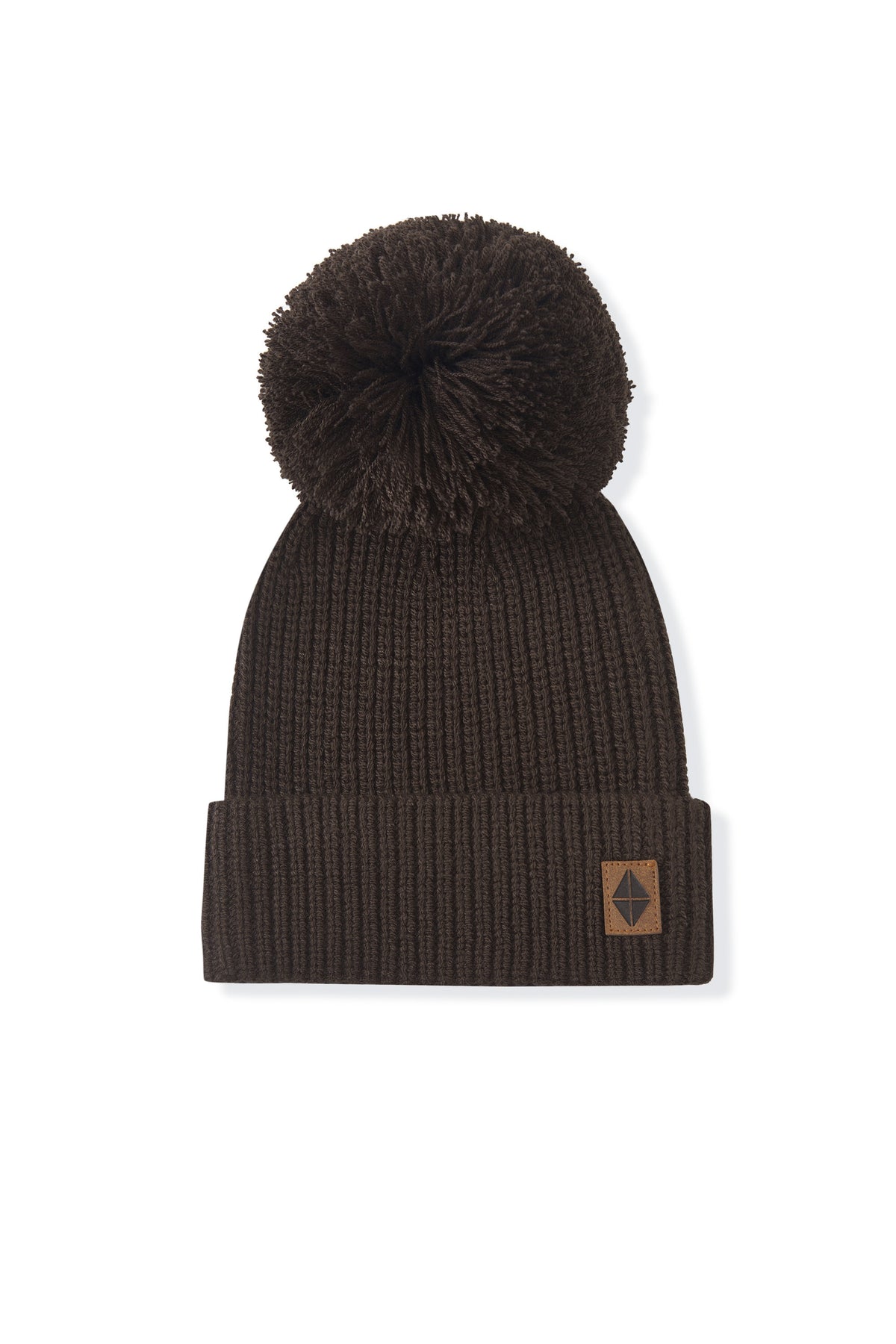 Chunky Knit Pom Beanie in Espresso