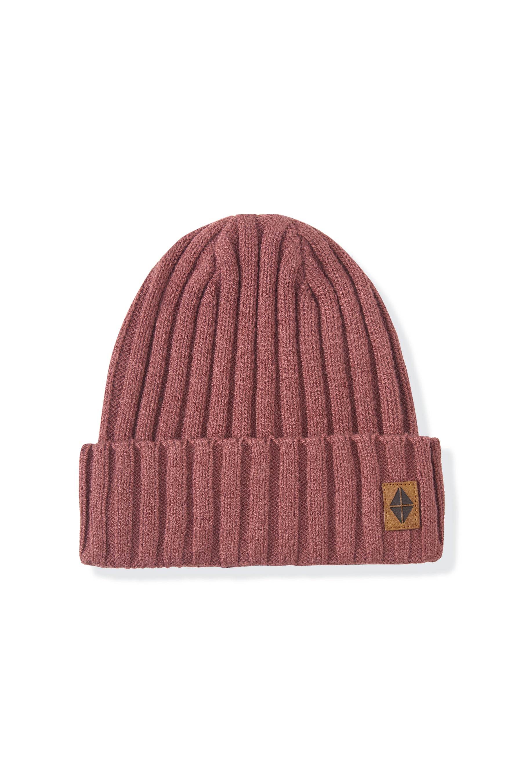 Chunky Knit Ribbed Beanie in Ember on a white background