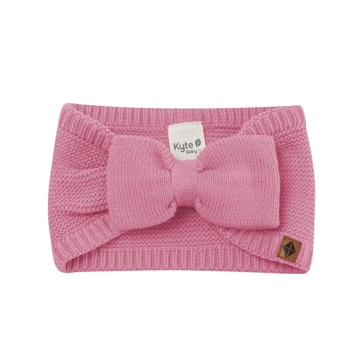 Product photo of the Chunky Knit Adult Bow Headband in Apple Blossom