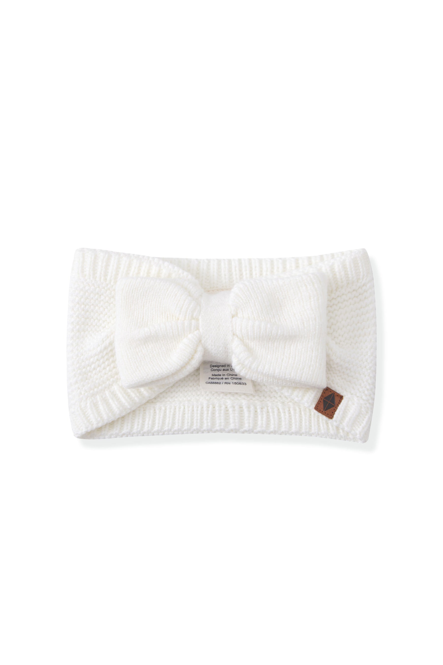 Chunky Knit Bow Headband in Cloud on a white background