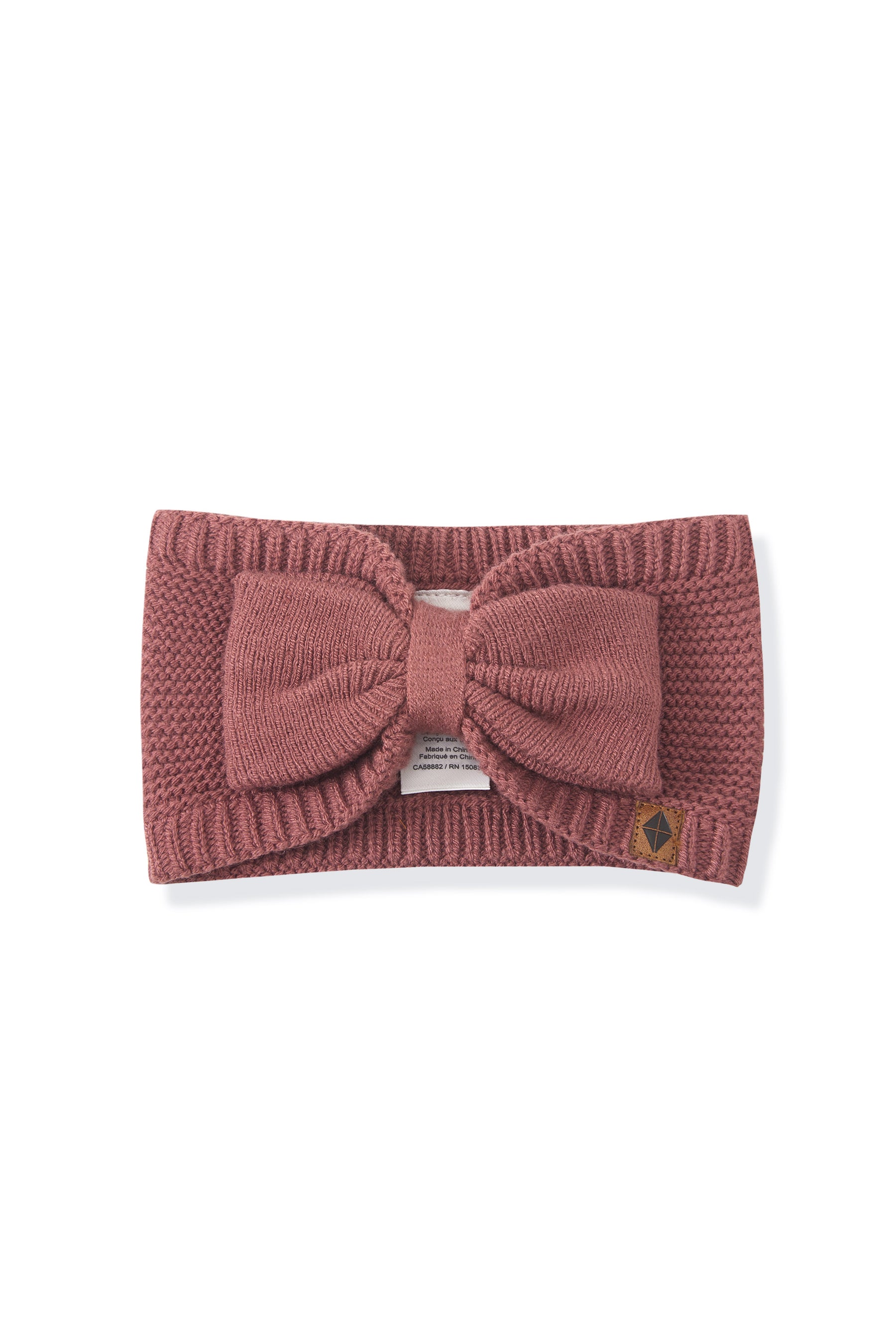 Chunky Knit Bow Headband in Ember on a white background