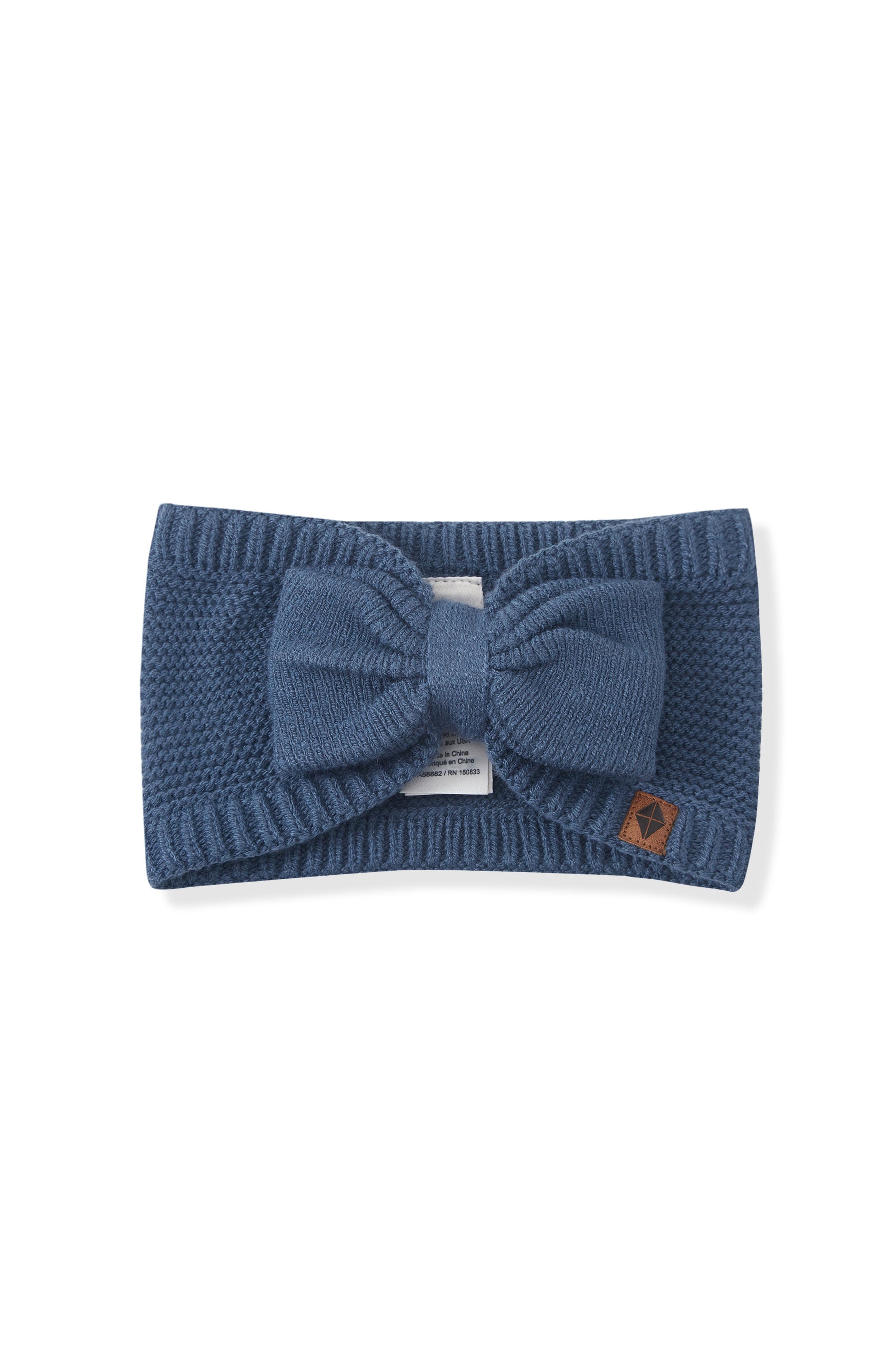 Chunky Knit Bow Headband in Oxford on a white background