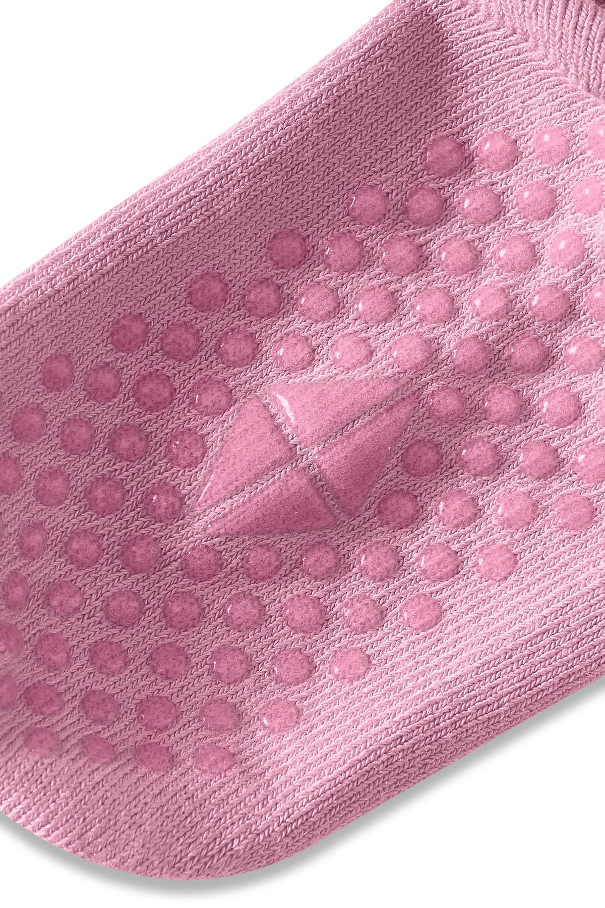 Close up of Ankle Socks with grips in apple blossom shown on a white background