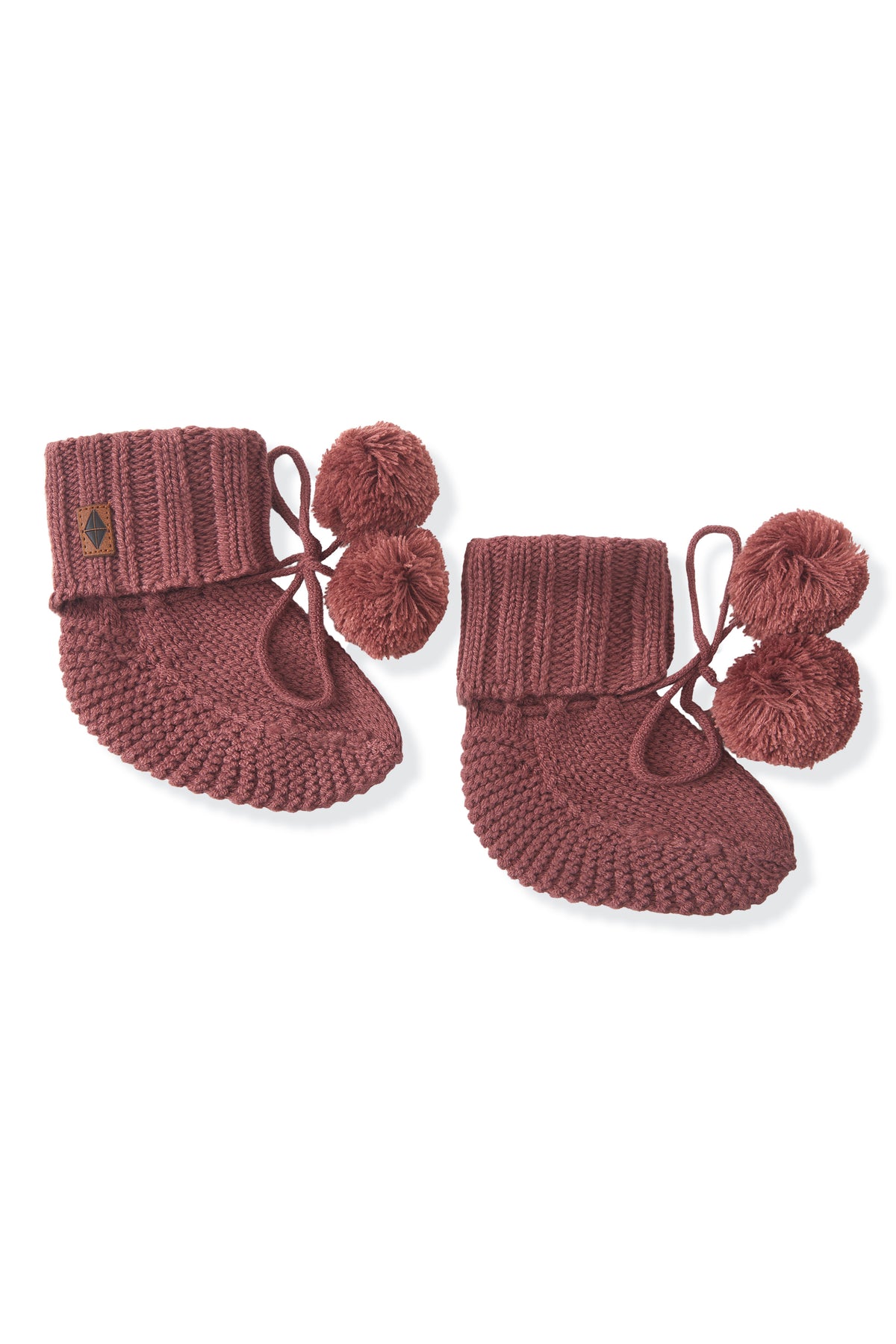 Knit Booties in ember on a white background