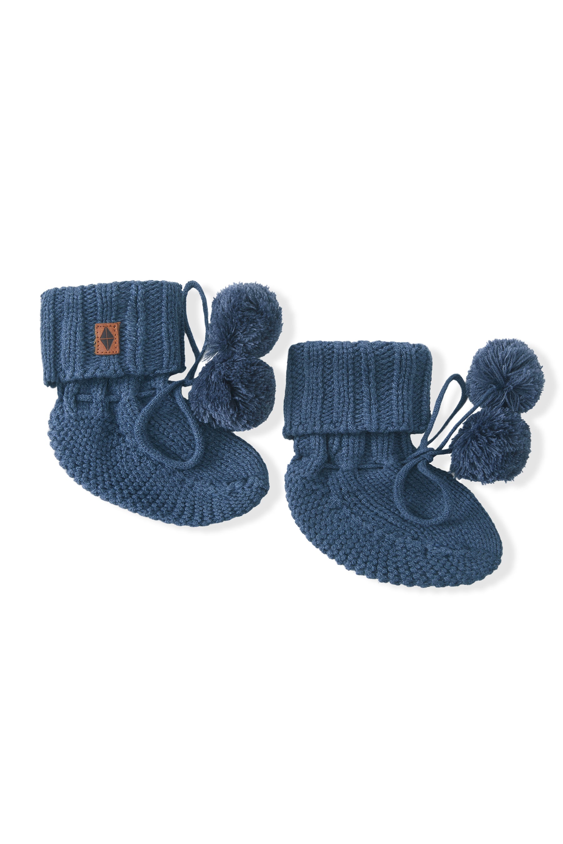Knit Booties in oxford on a white background