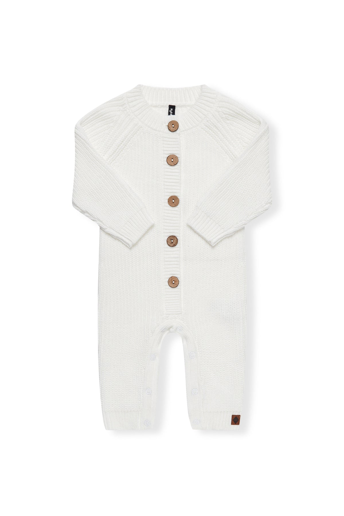 Chunky Knit Jumpsuit in cloud with folded sleeves on a white background