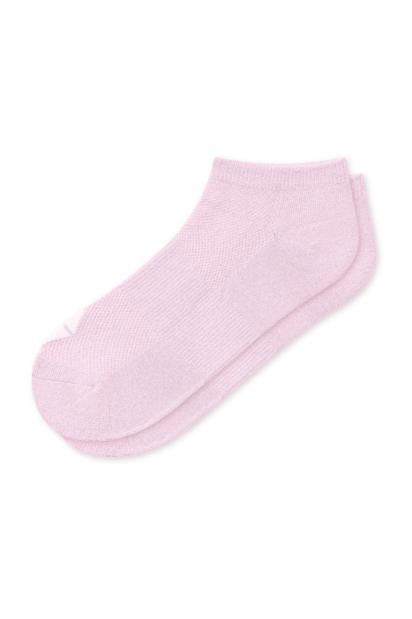 A pair of light pink low-cut ankle socks shown on a plain white background.