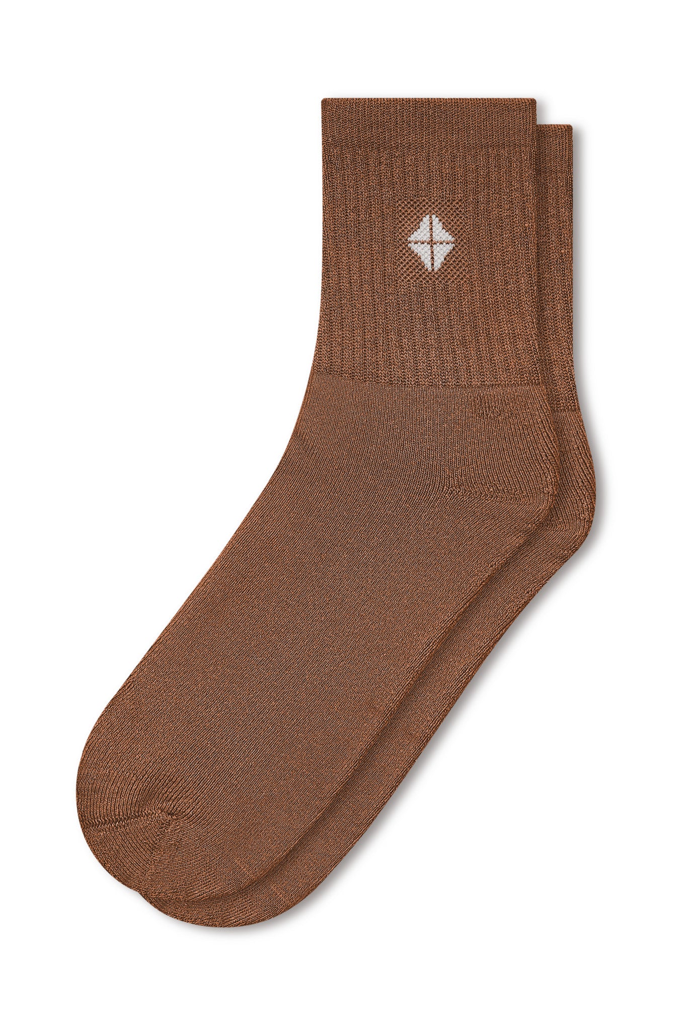 Adult Crew Socks in Latte laying flat on a white background.