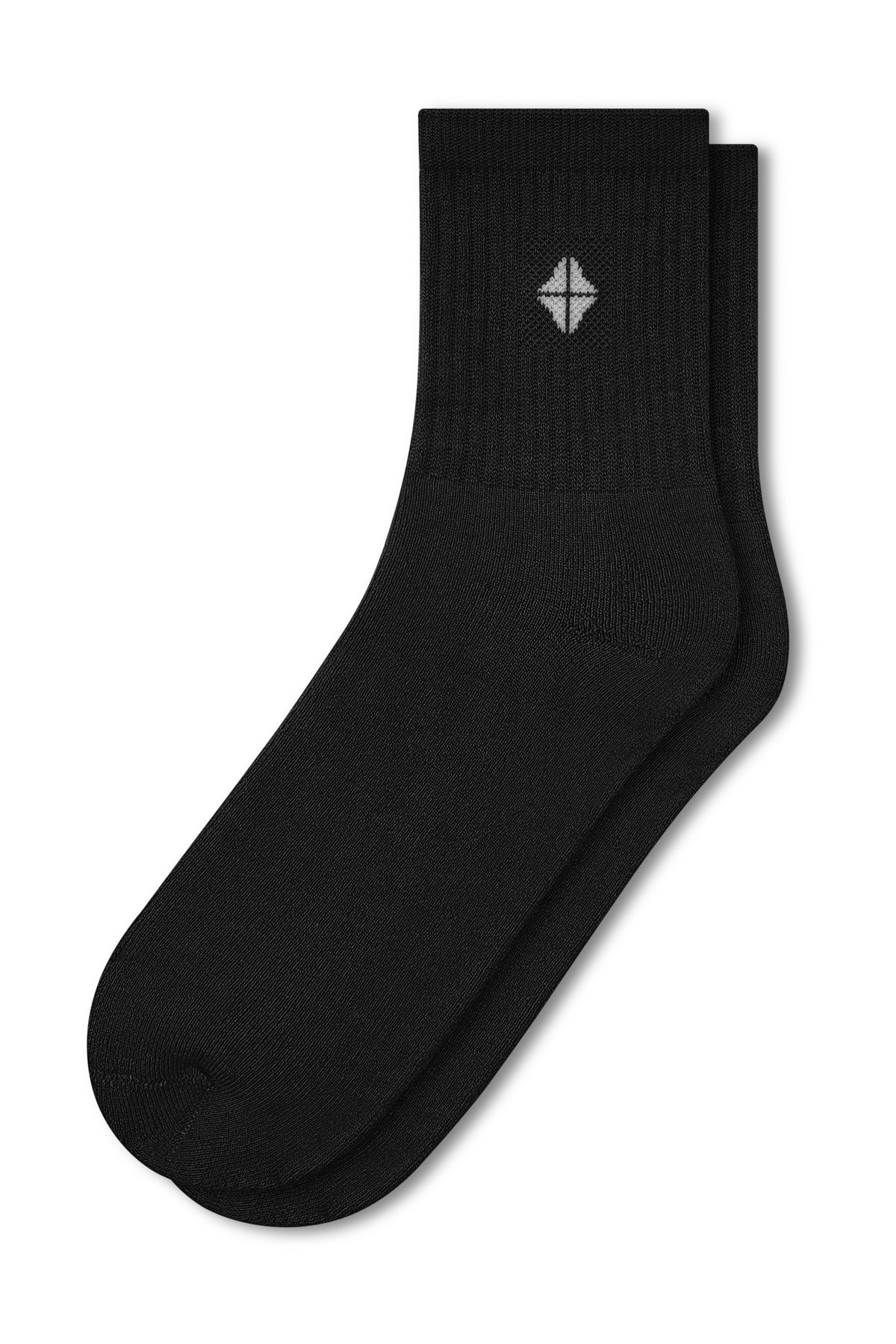 Adult Crew Socks in Midnight laying flat on a white background.