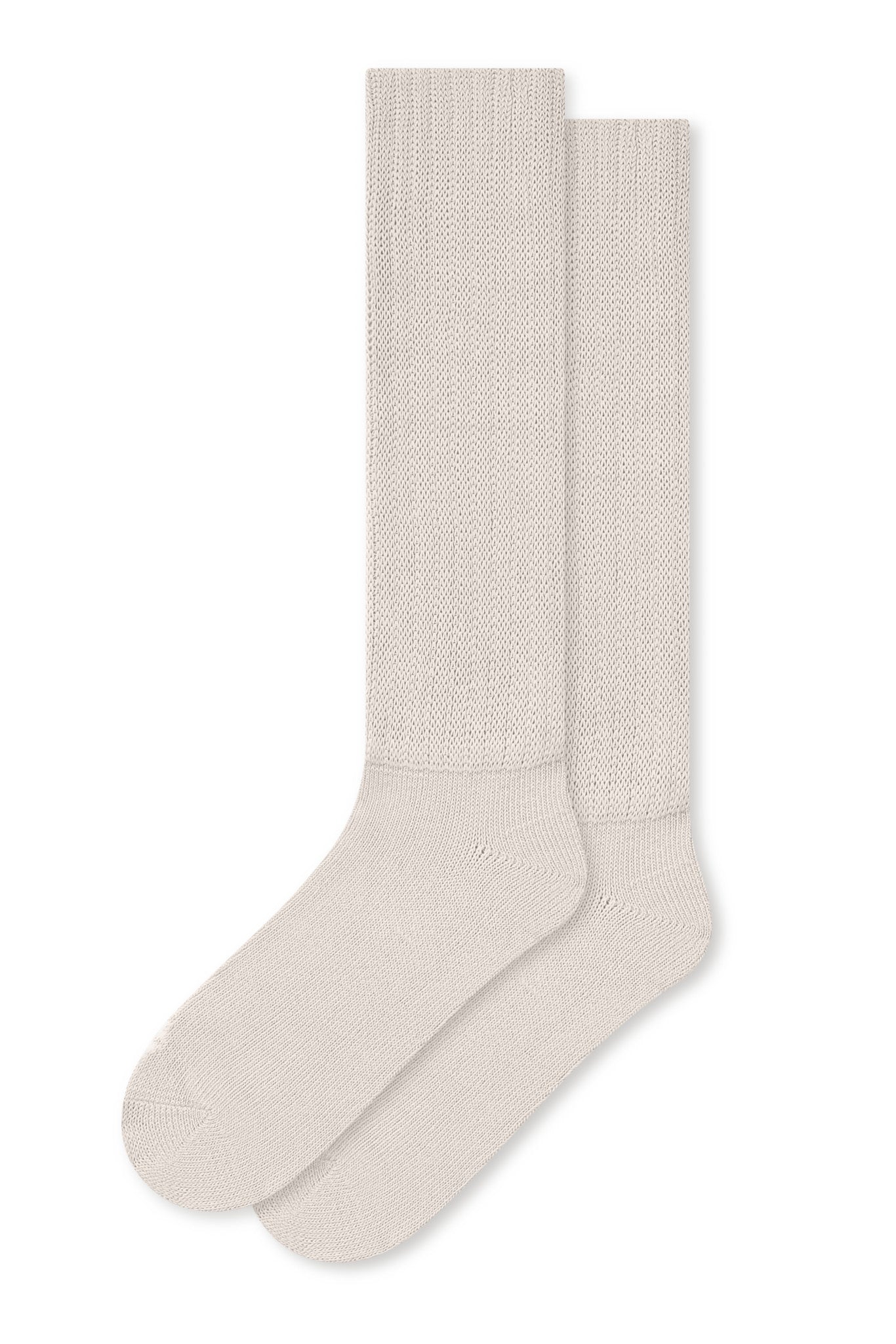 Adult Scrunch Socks in Oat laying flat on a white background.