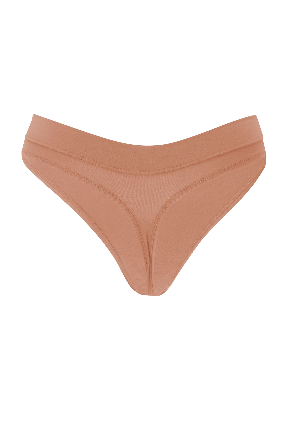 The back of the Women's Thong in Latte on a ghost mannequin