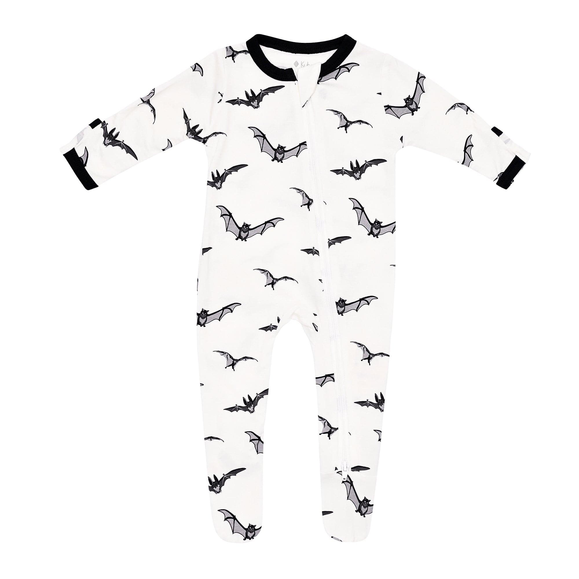 zippered footie in bat