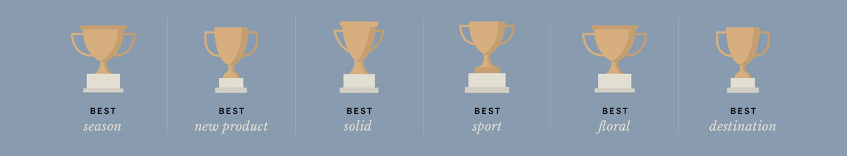 Graphic showing gold trophies with different best of categories