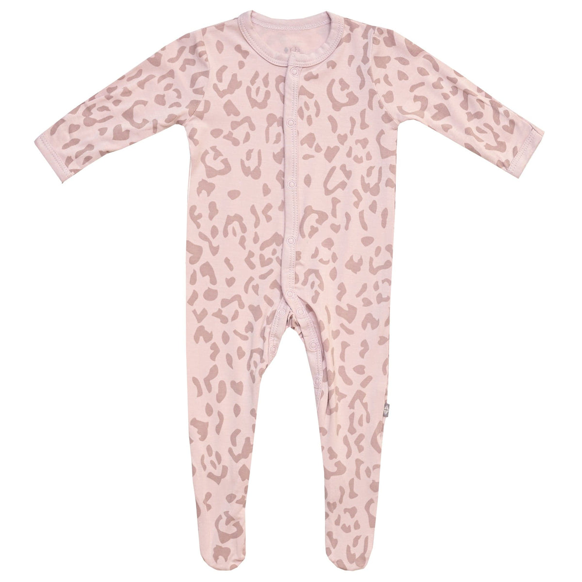 snap footie in big blush leopard