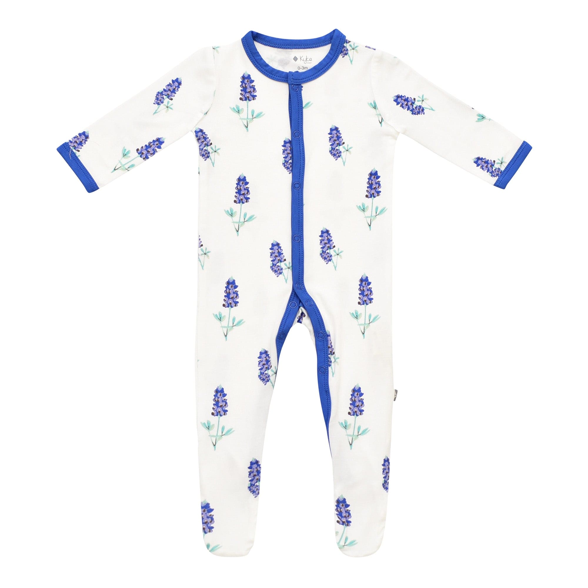 snap footie in bluebonnet