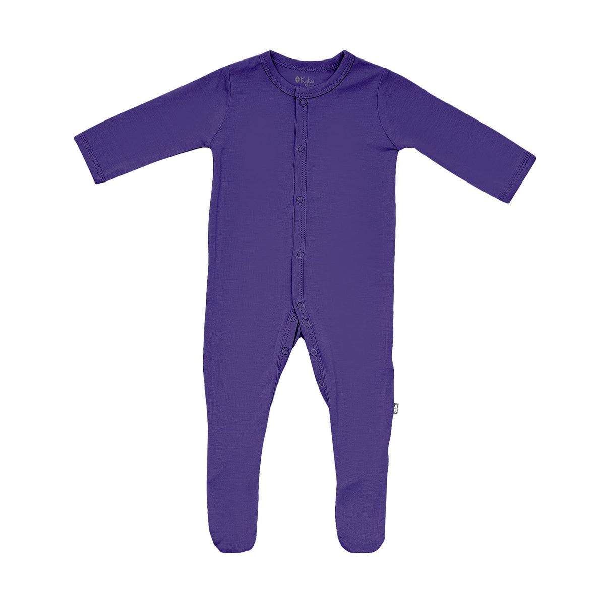 zippered footie in eggplant