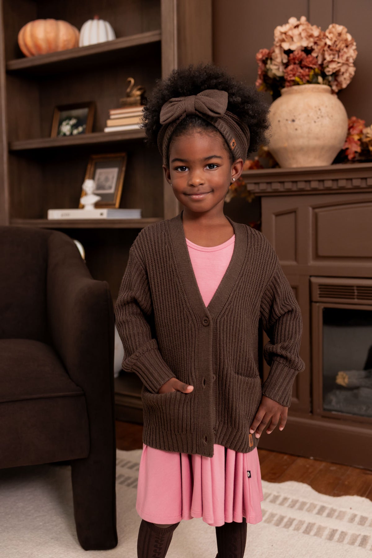 Chunky Knit Oversized Cardigan in Espresso