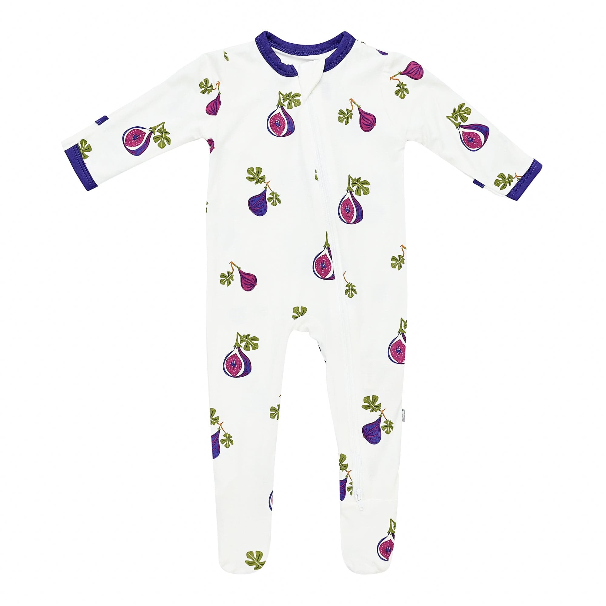 zippered footie in fig