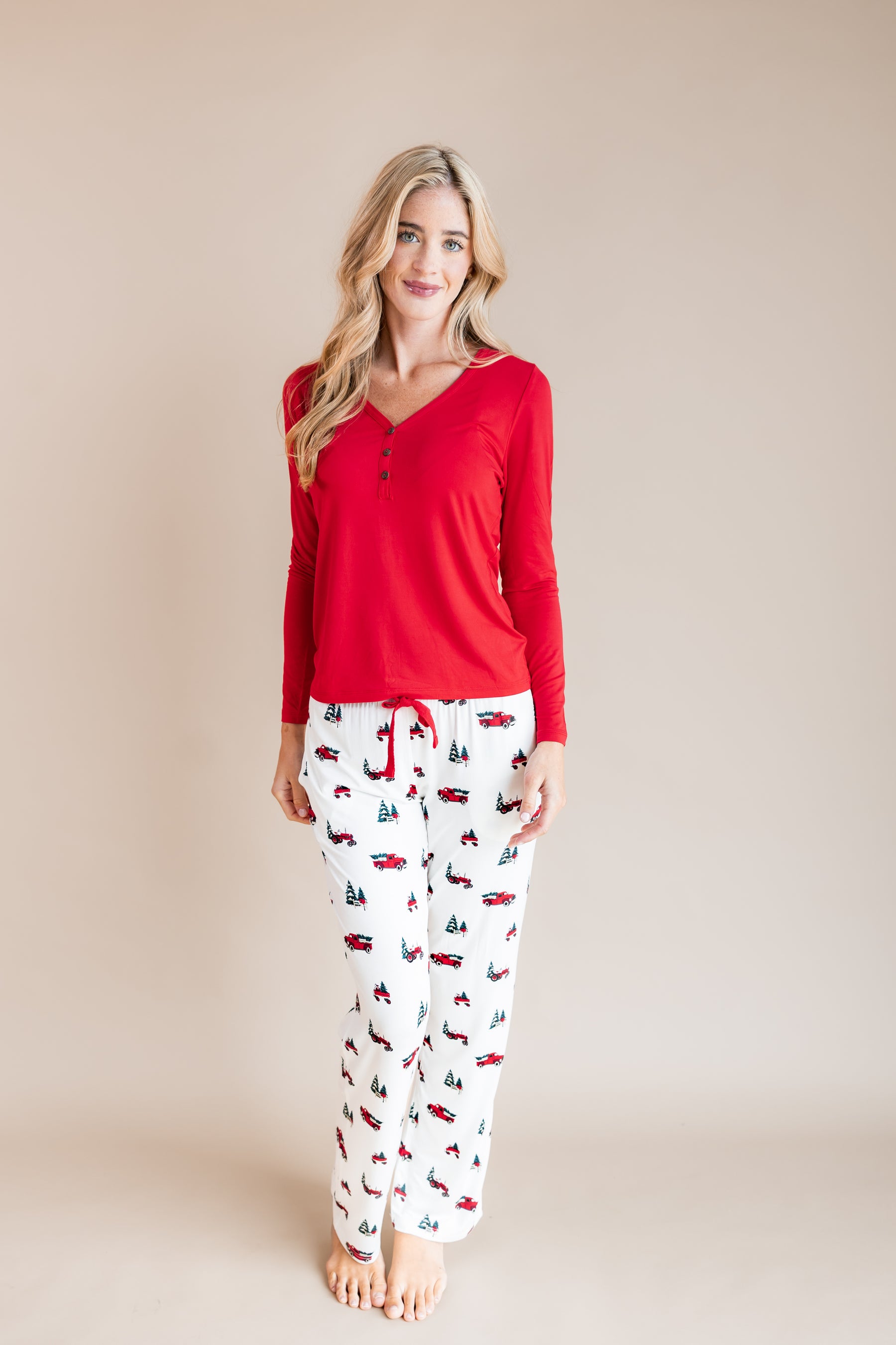 Women's Lounge Pants in Holiday Tree Farm