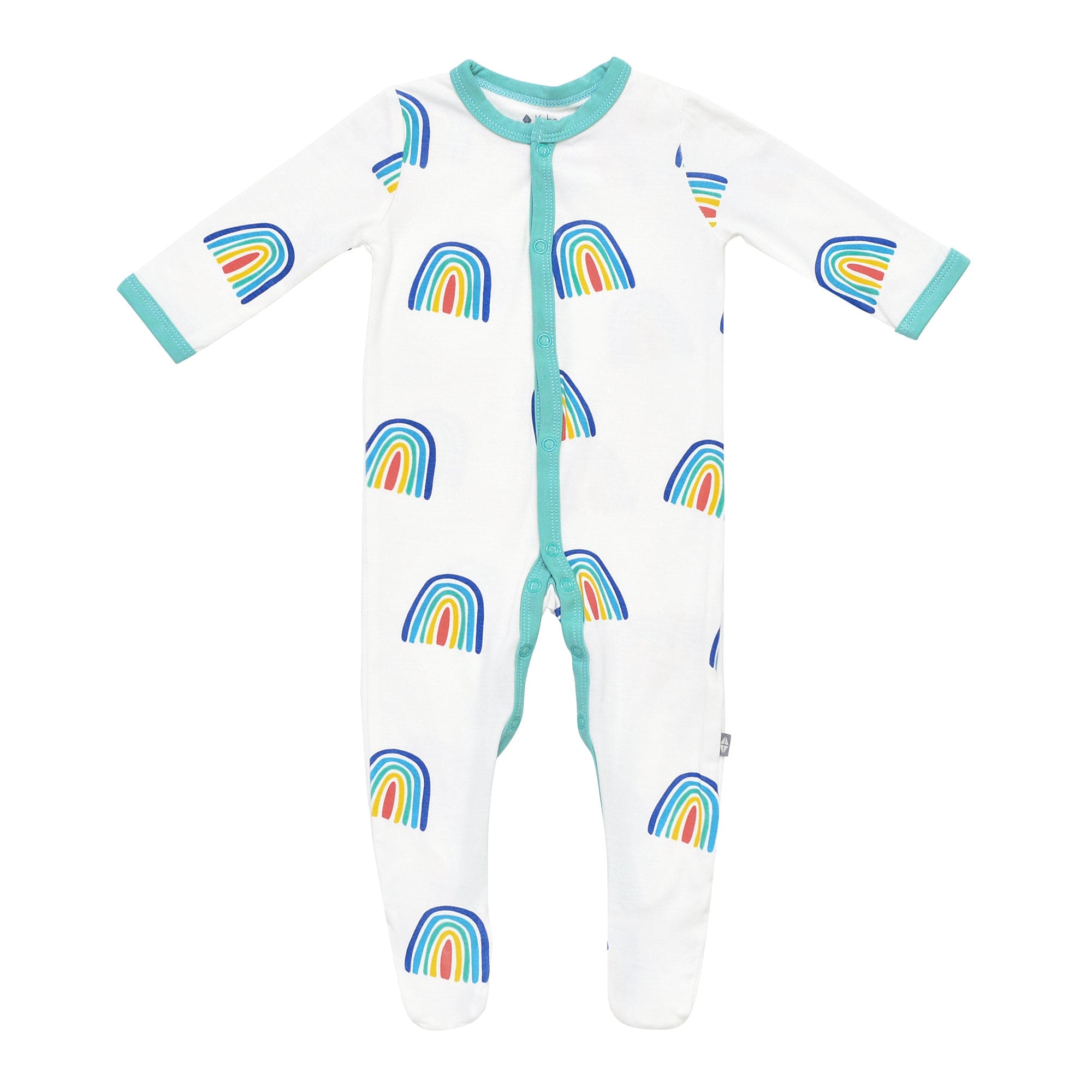 snap footie in jade rainbow