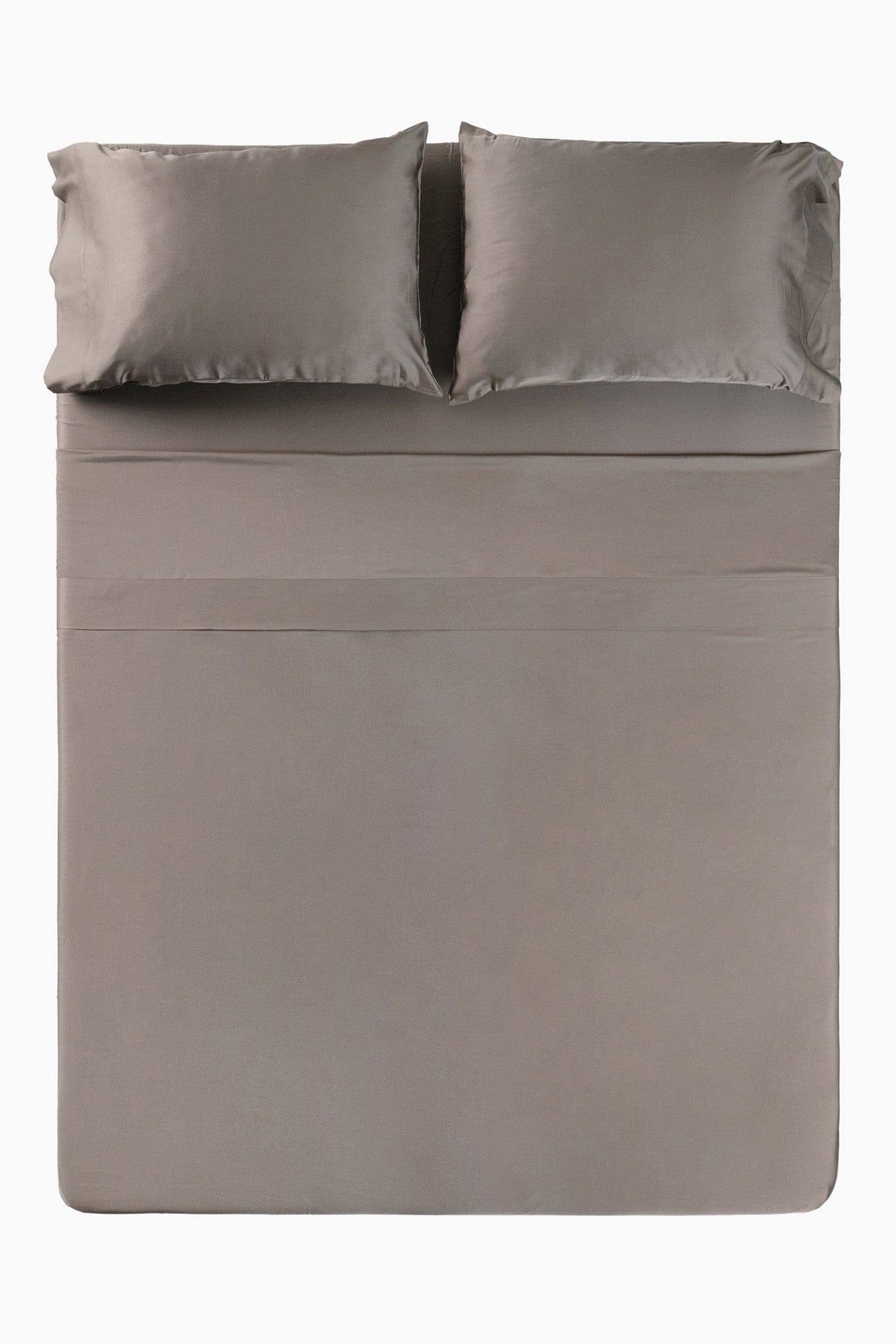 Overhead view of Truffle sateen sheet set 