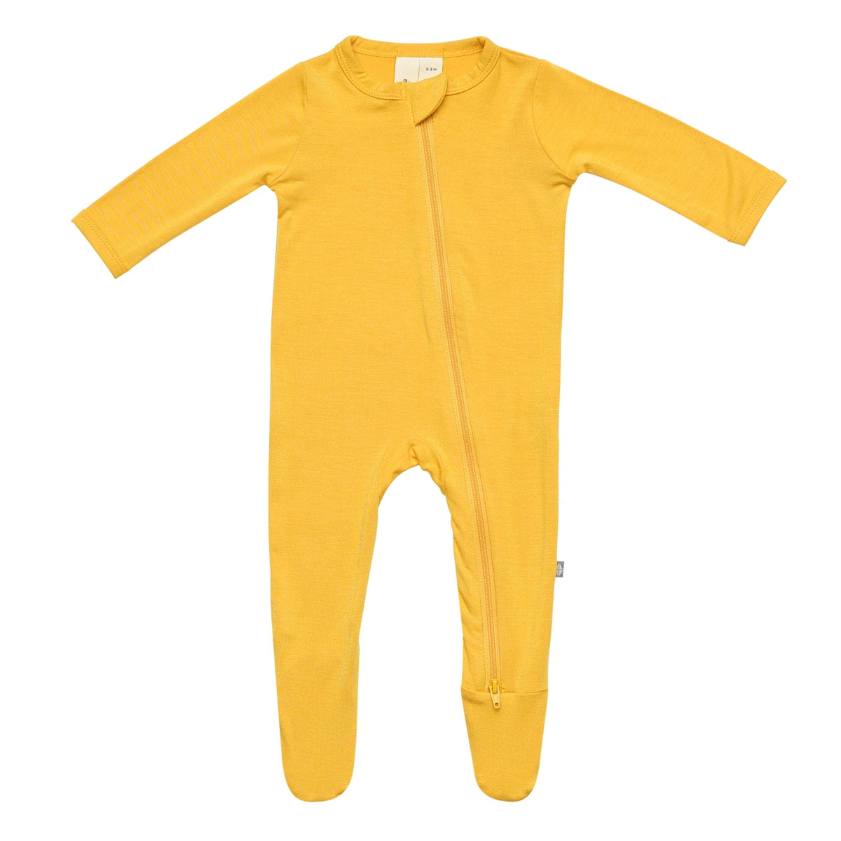zippered footie in mustard