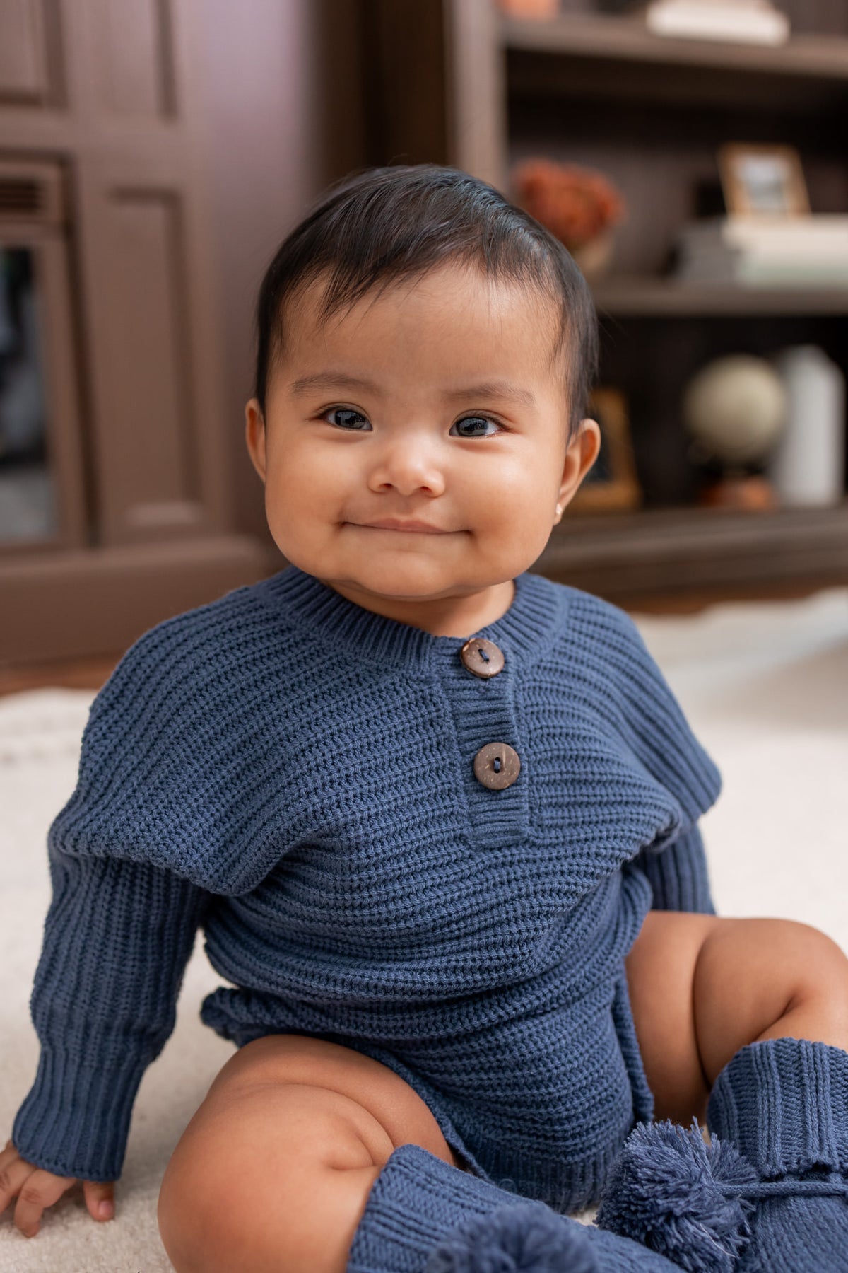 Chunky Knit Romper Set with Beanie & Booties in Oxford