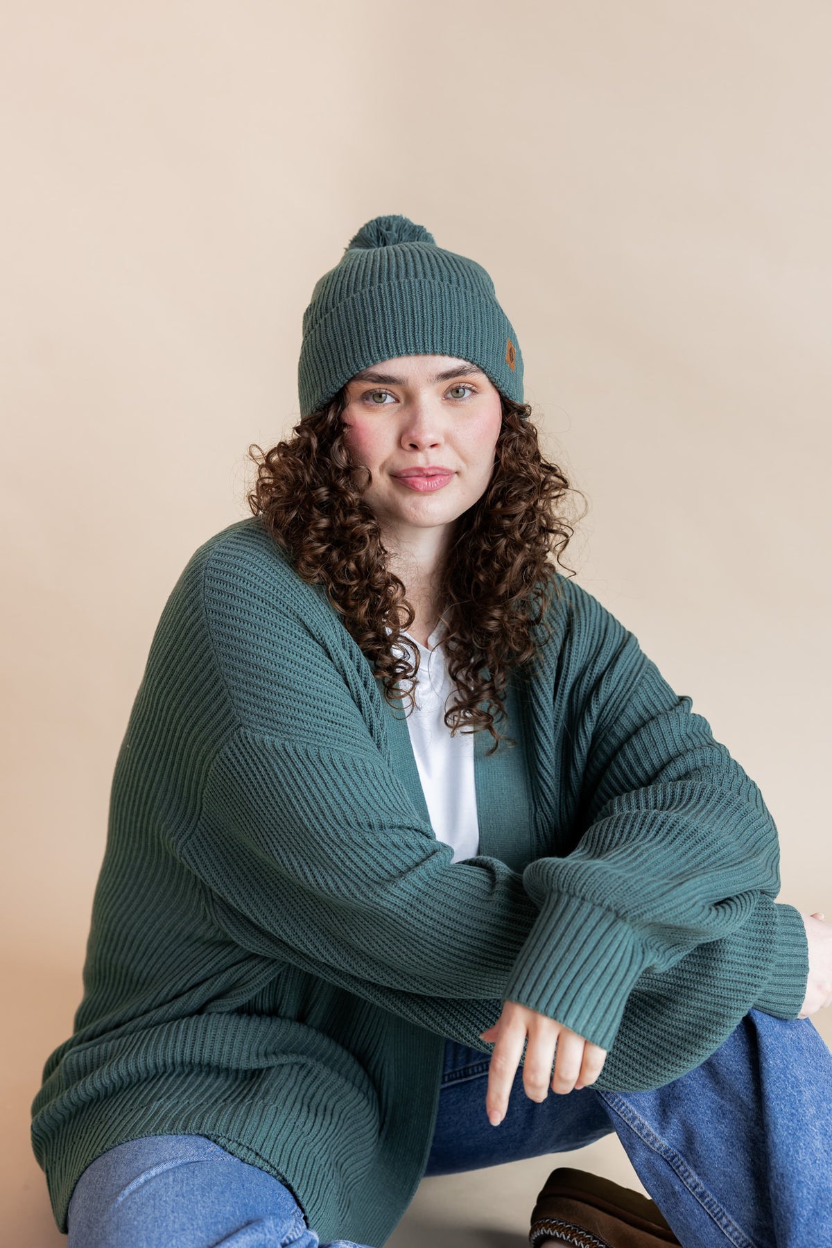 Chunky Knit Adult Pom in Pine