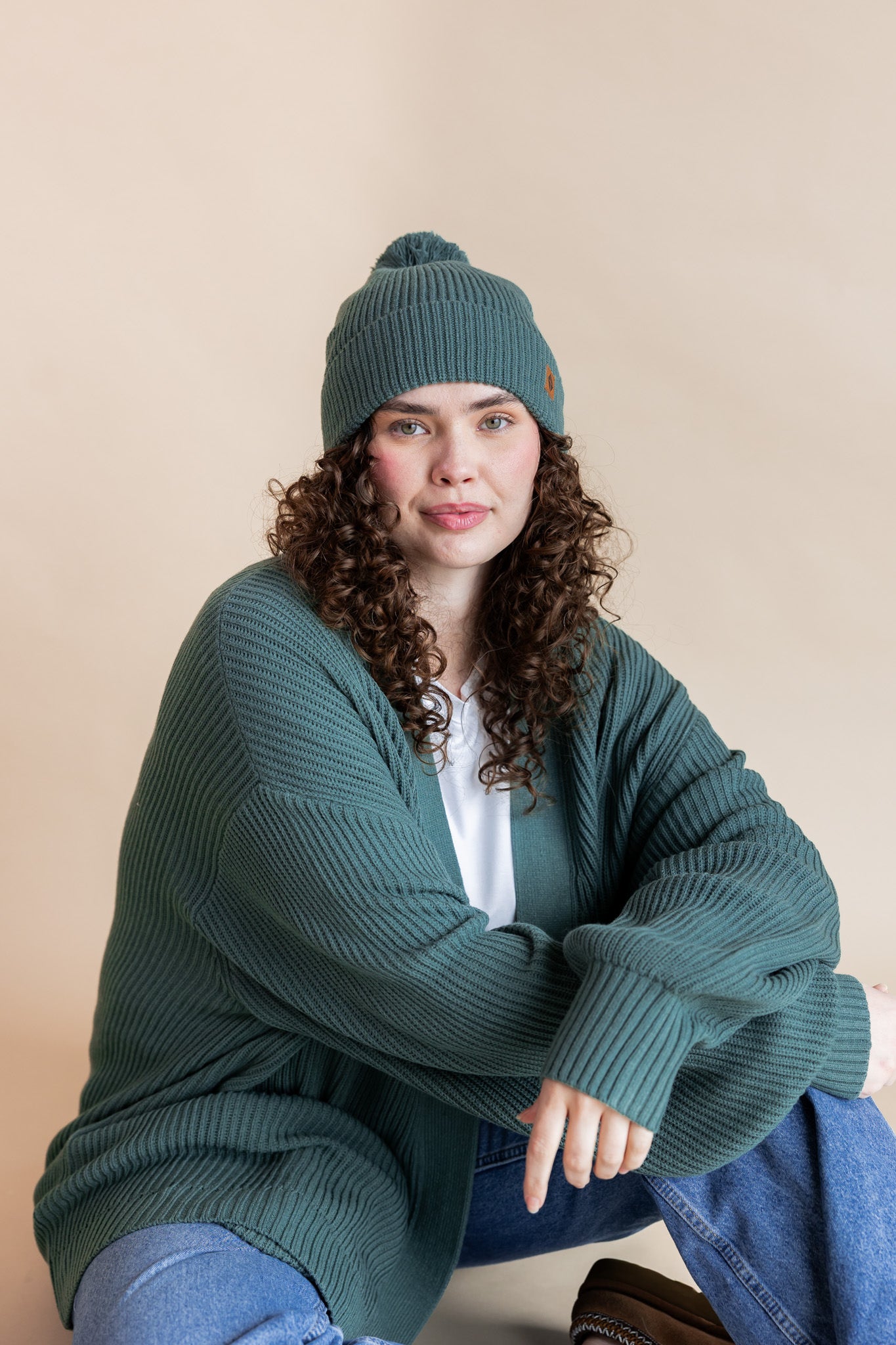Chunky Knit Adult Pom in Pine