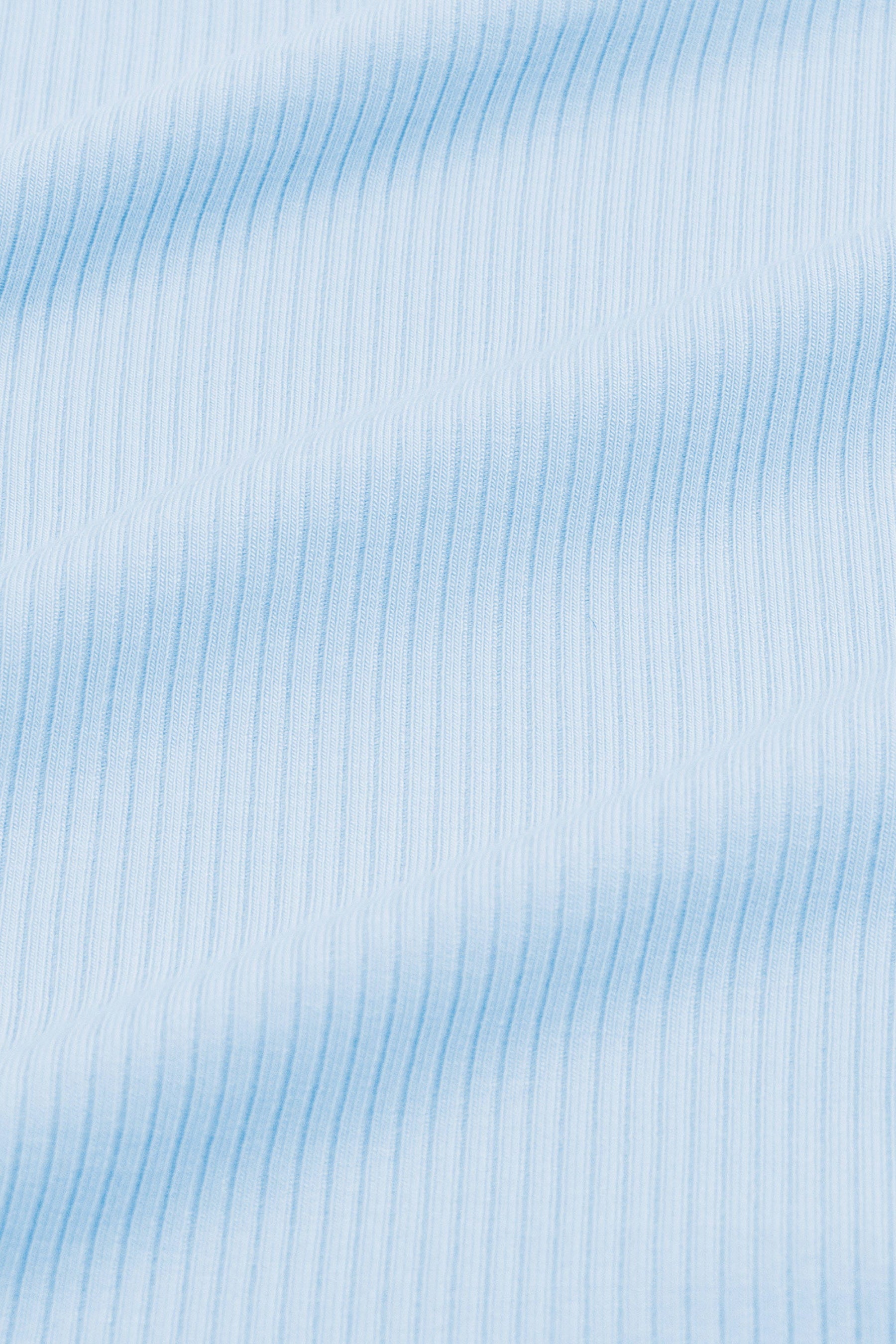 Close up of the ribbed fabric: A sky blue