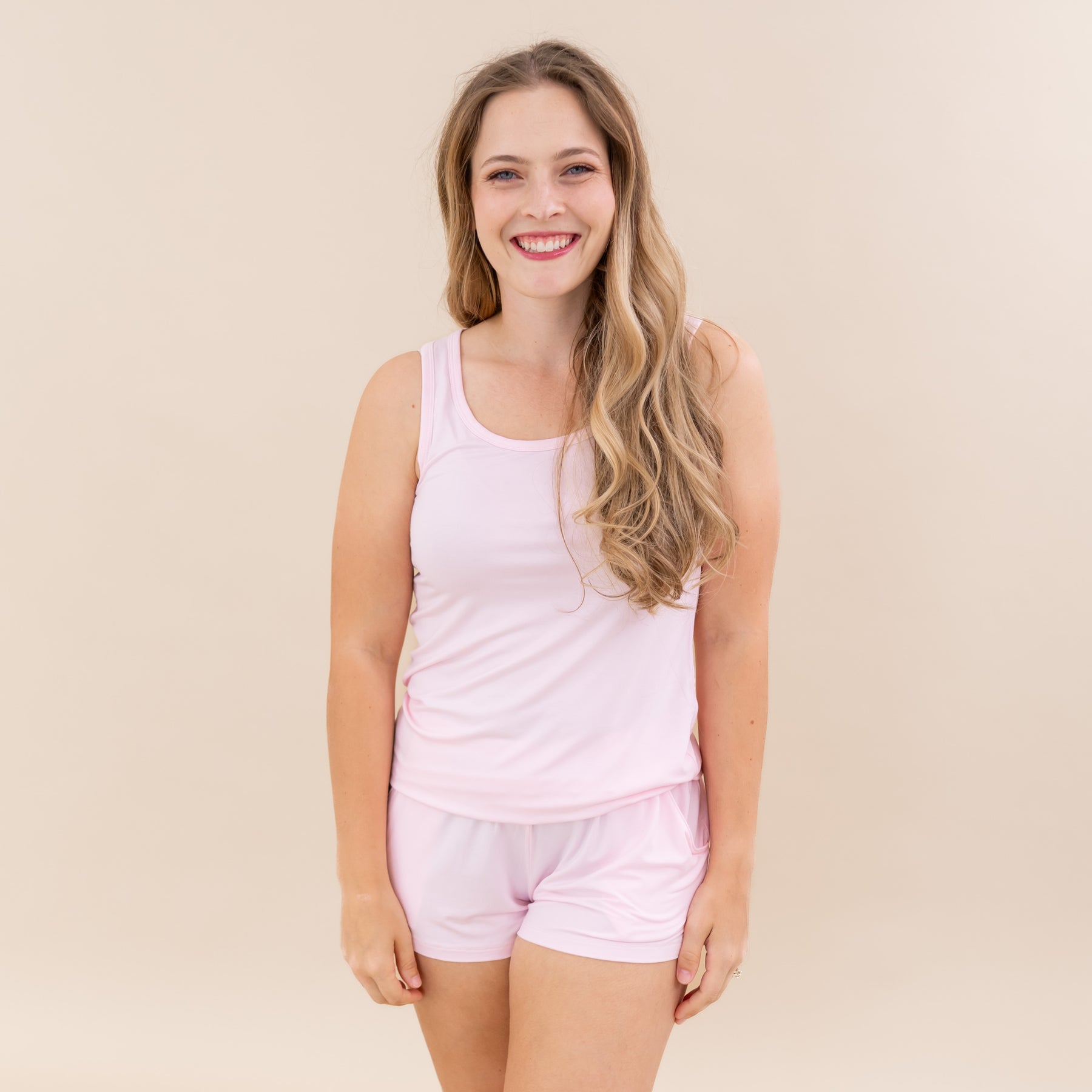 Woman wearing Women’s Tank Set in Sakura