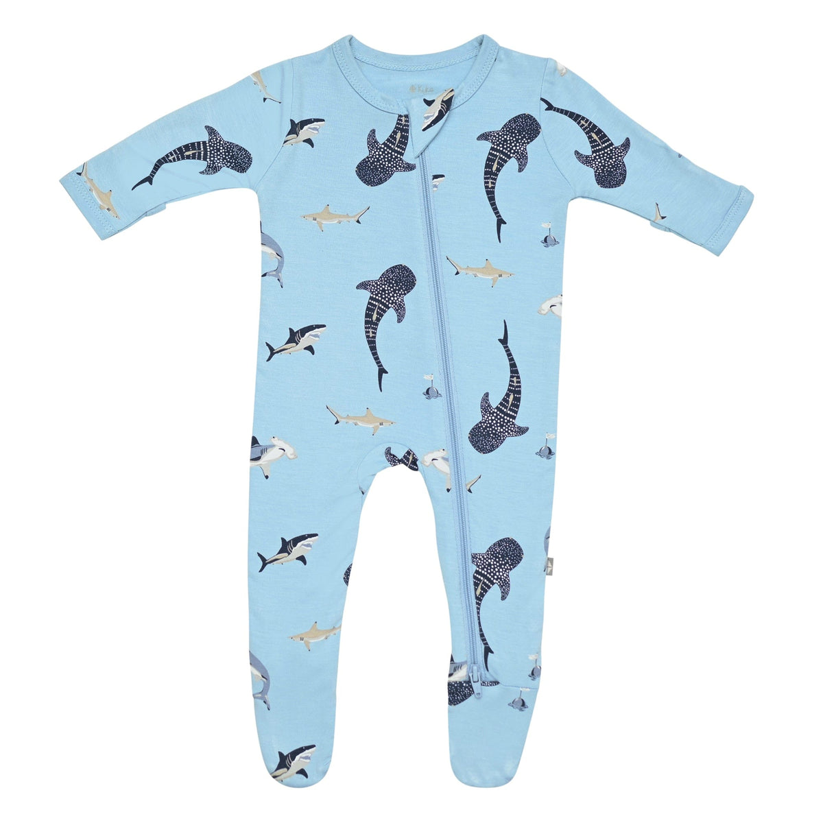 zippered footie in stream shark