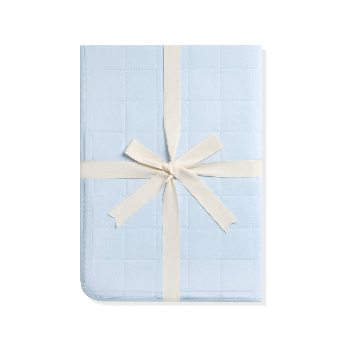 light blue youth throw blanket folded and wrapped with bow