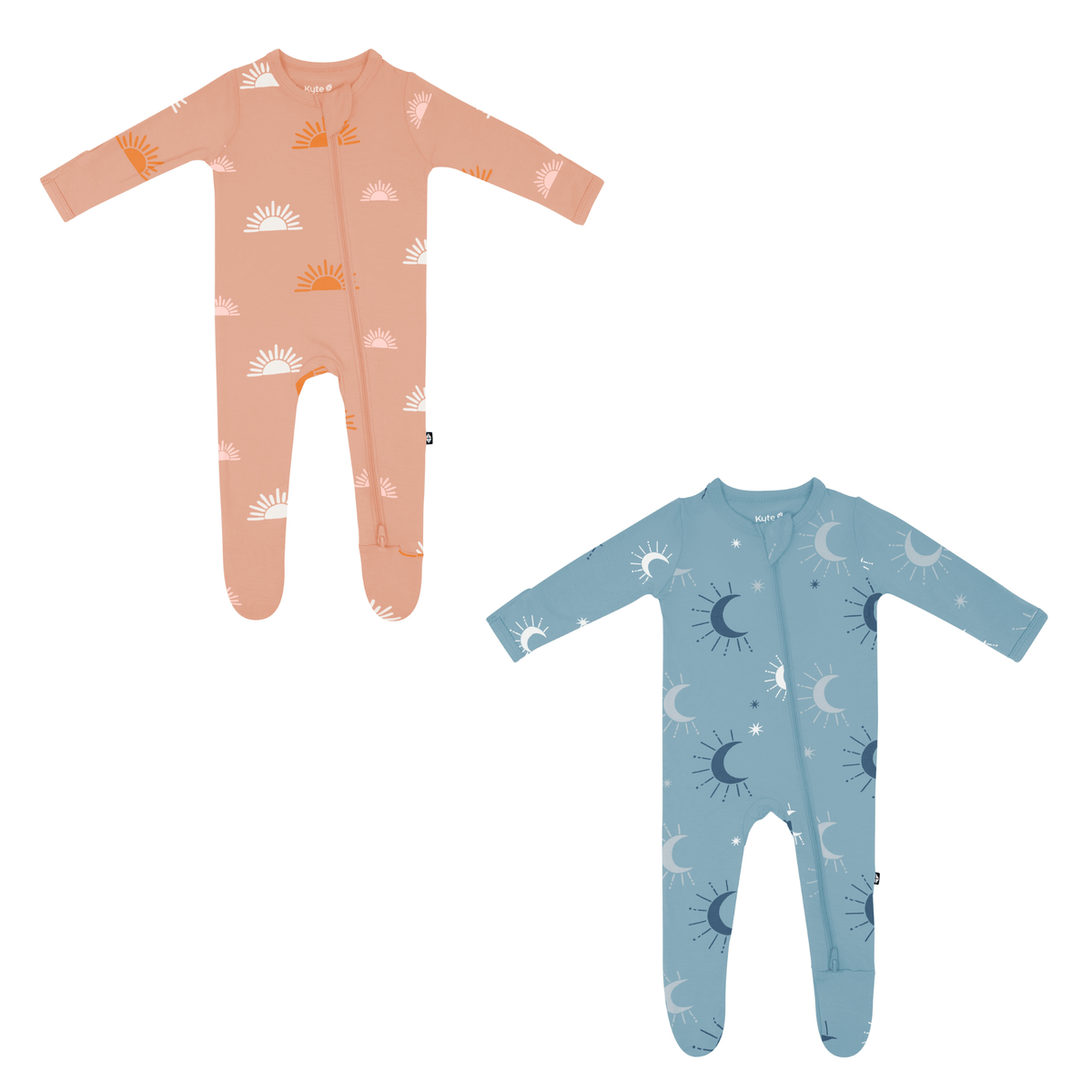boho sun and boho moon zippered footies
