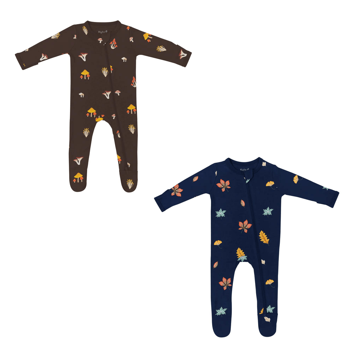 zippered footies in fungi and foliage