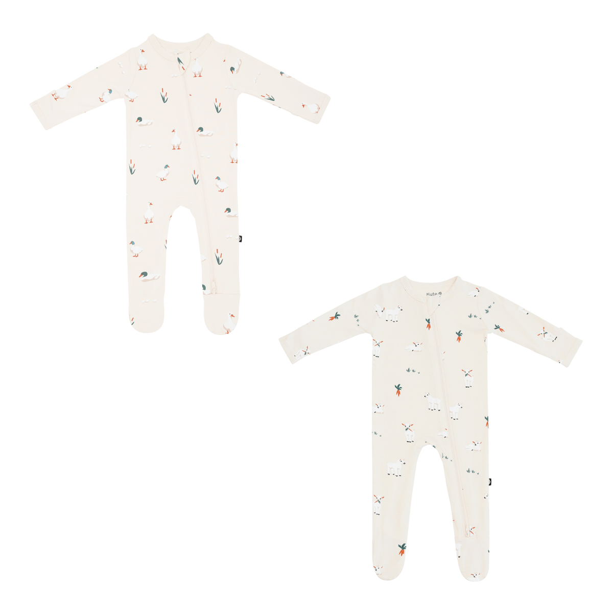 duck and goat zippered footies