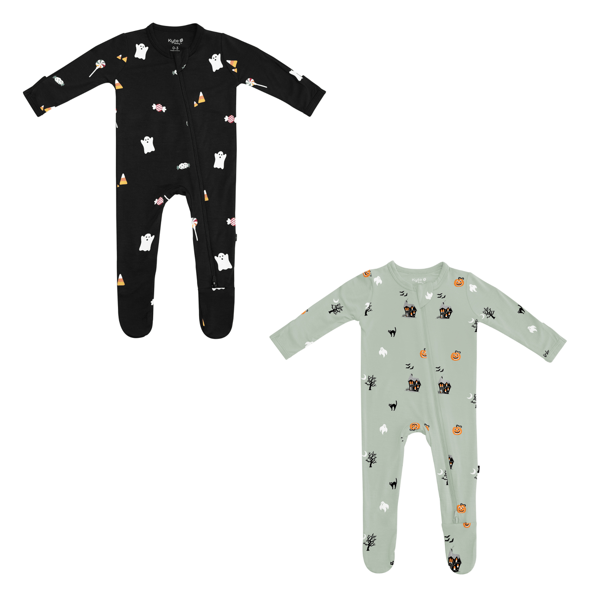 trick or treat and spooky zippered footies