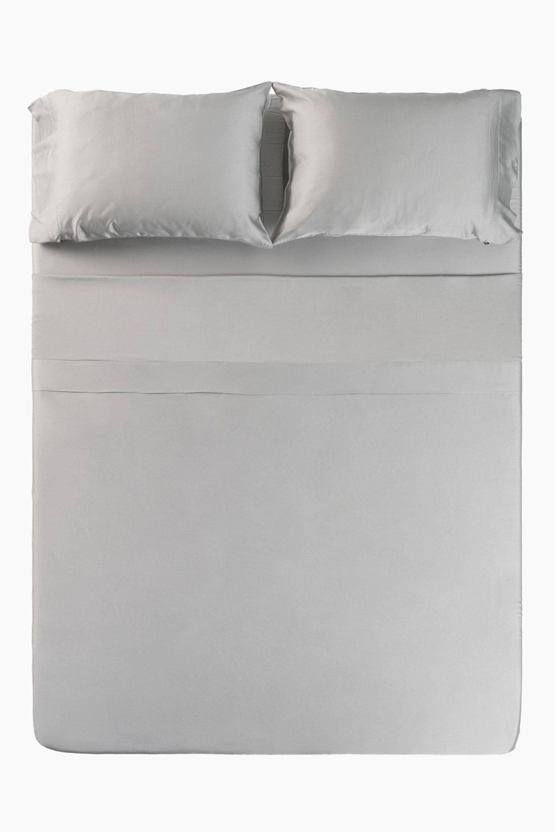 Overhead view of Dove Grey bamboo sateen bedding set