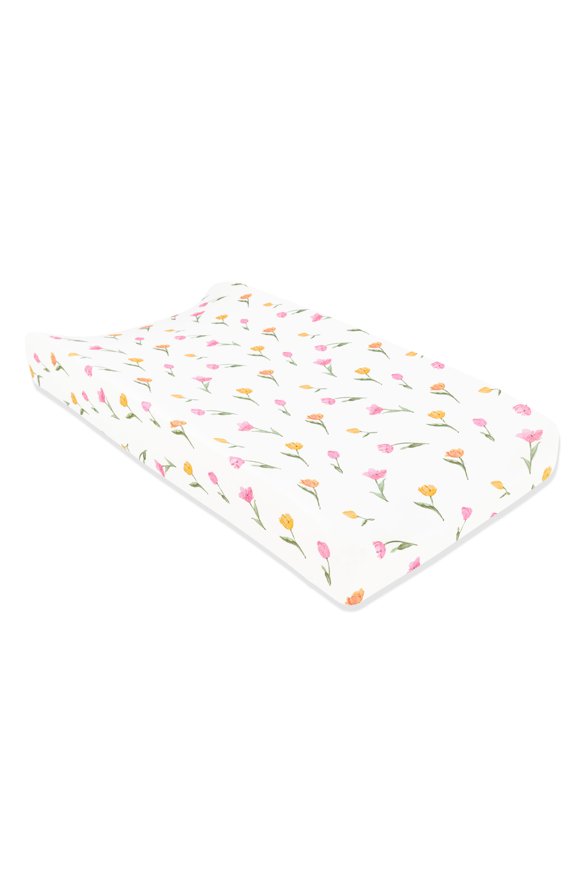 Change Pad Cover in Tulip shown on a change pad on a white surface