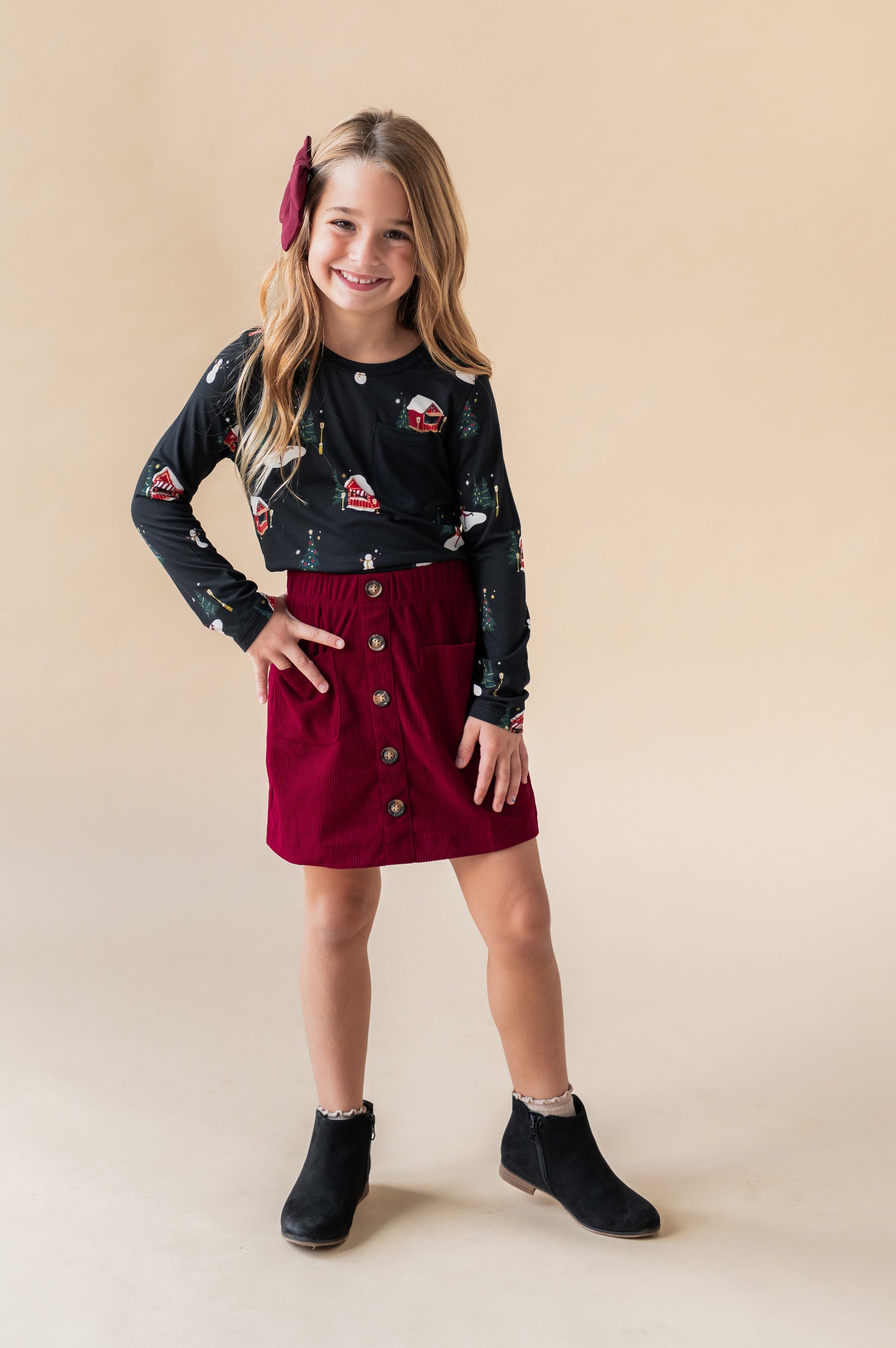 Long Sleeve Toddler Crew Neck Tee in Winter Wonderland