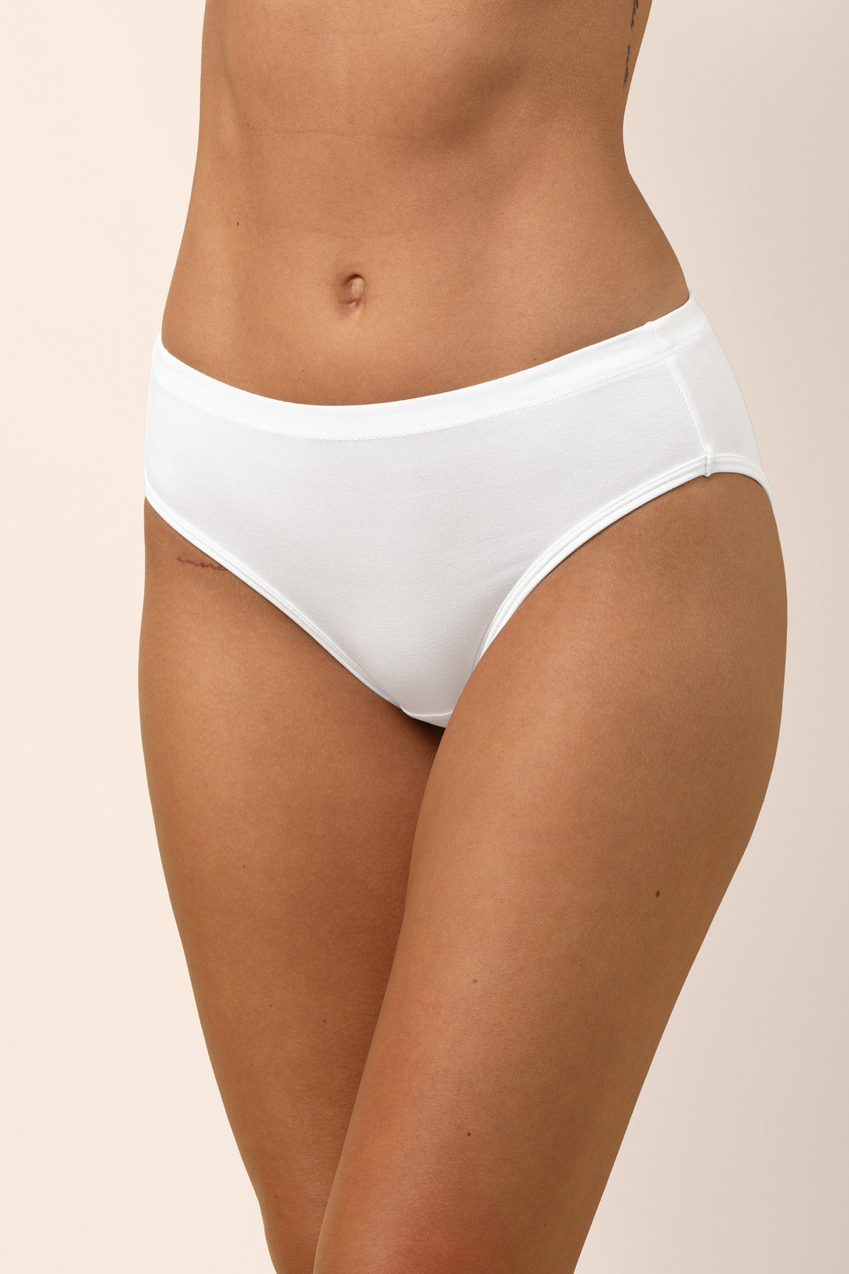 Front of the Women’s Underwear in Snow shown on a model