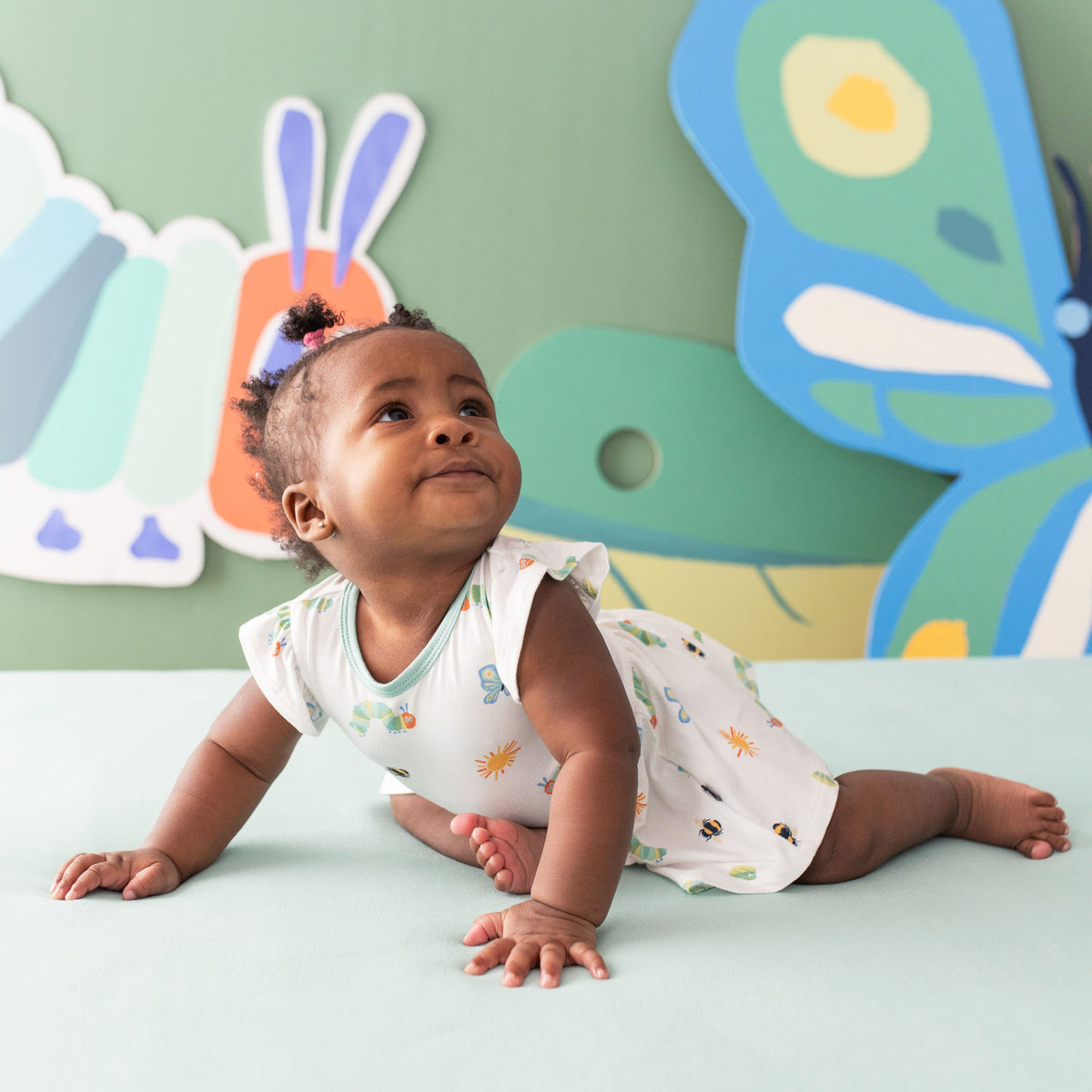 Toddler wearing The Very Hungry Caterpillar™ Twirl Bodysuit Dress with Ruffle Sleeves