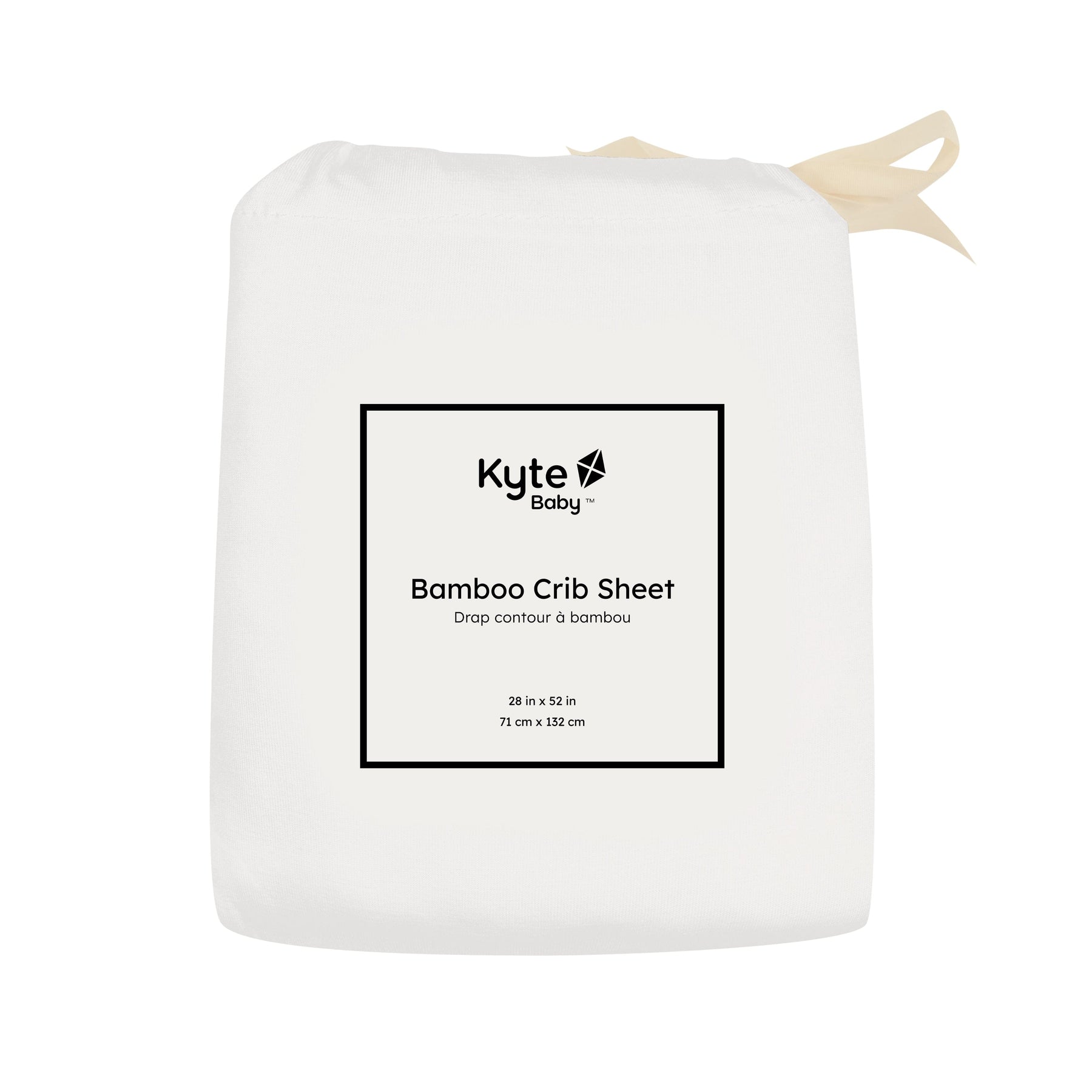 Cloud White Kyte Baby standard Crib Sheet in bag