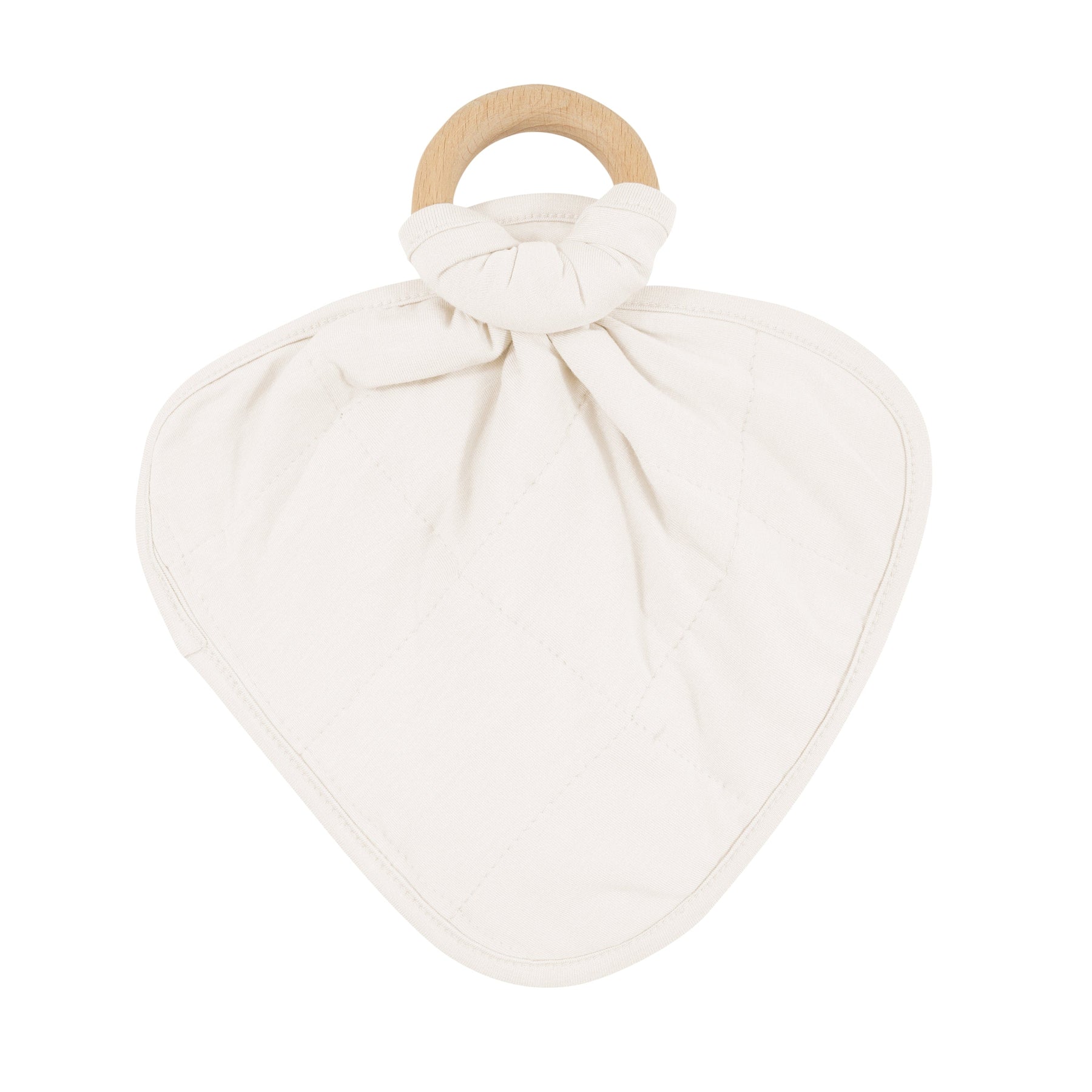 Flipped over flat lay of Lovey in Oat with Removable Wooden Teething 