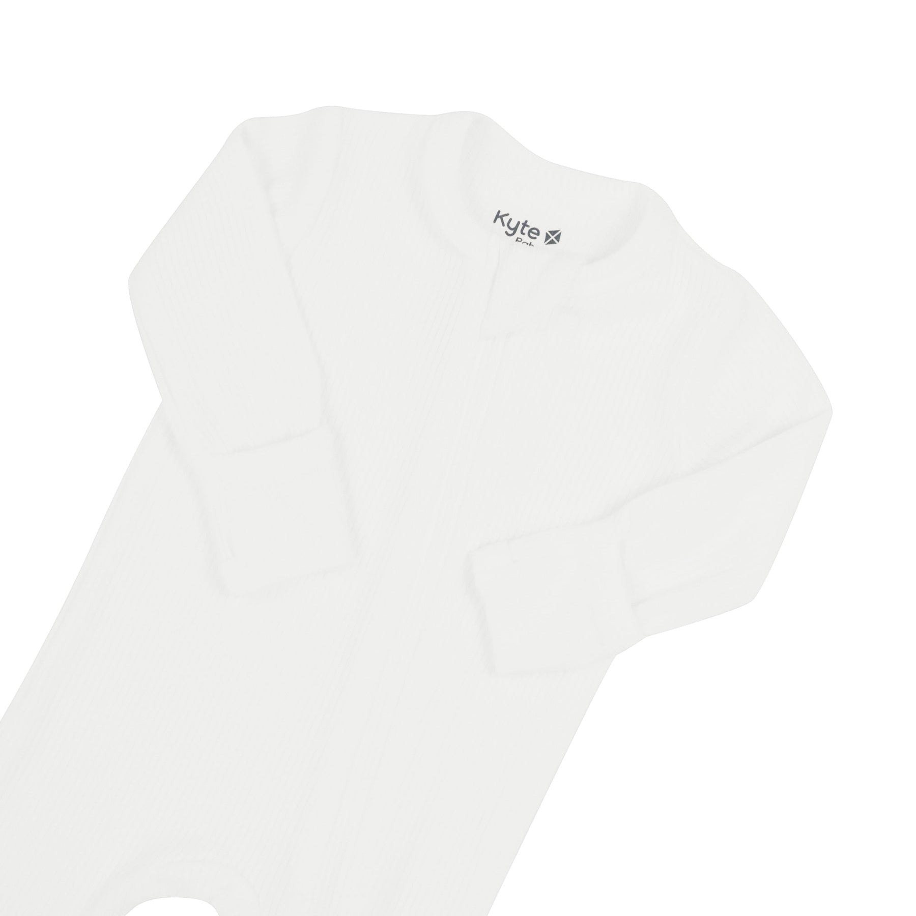 Zipper garage on Kyte Baby Ribbed Zippered Footie in  Cloud