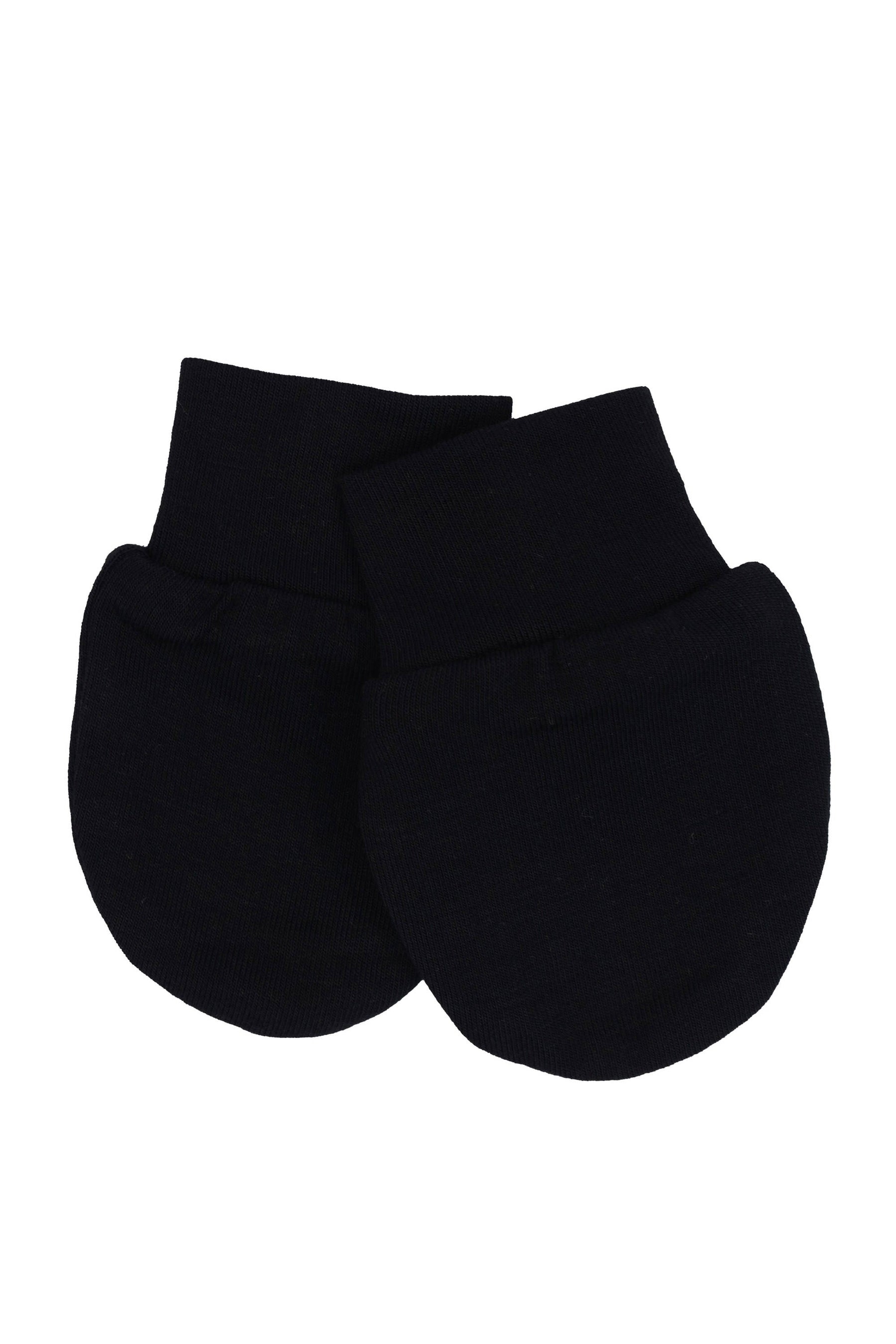 Flat lay of Kyte Baby Scratch Mittens Midnight 